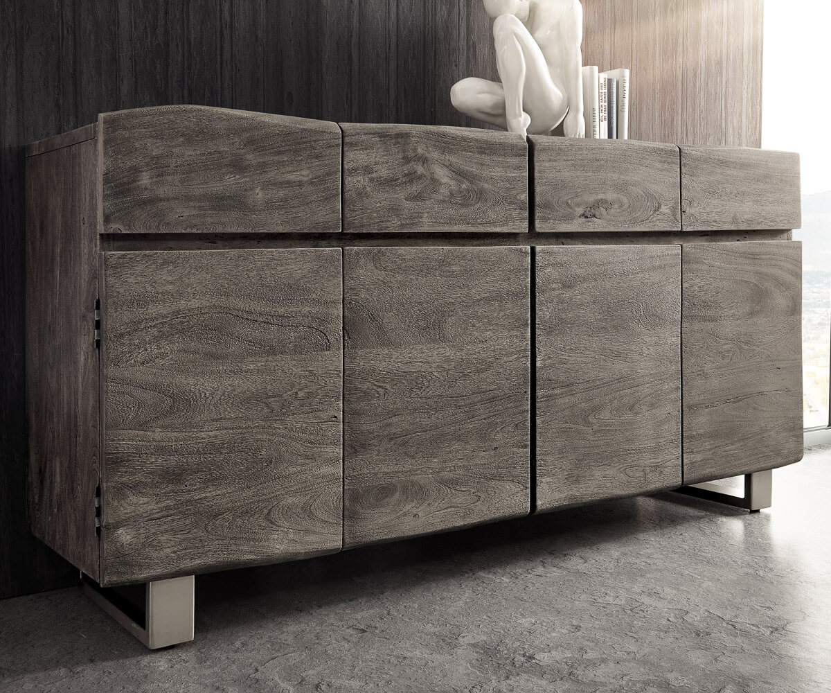 Buffet Live-Edge 172 cm acacia platine 4 tiroirs 4 portes 4