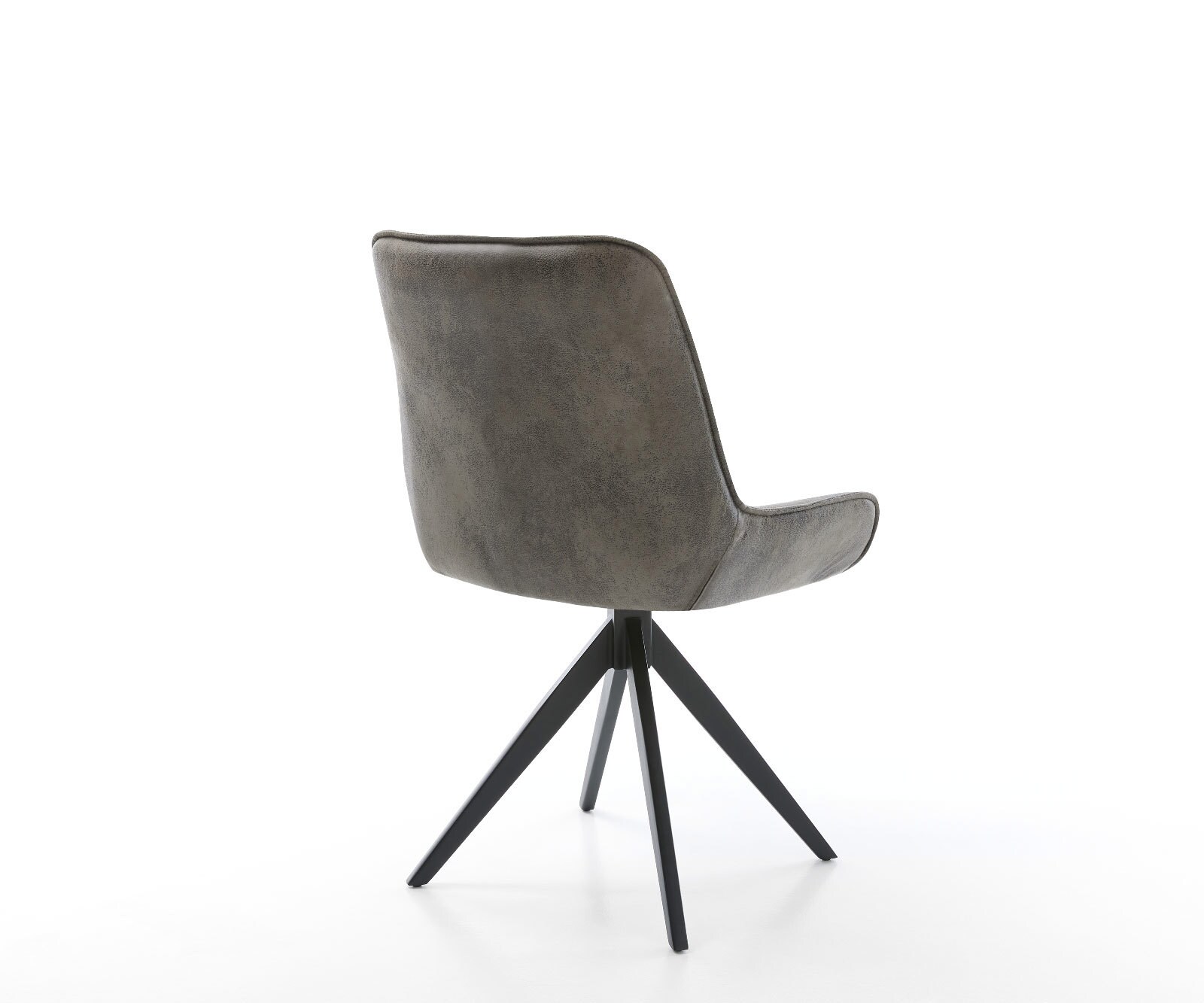 Chaise-de-salle-à-manger Taimi-Flex microvelours gris antique pied croisé angulaire noir 5