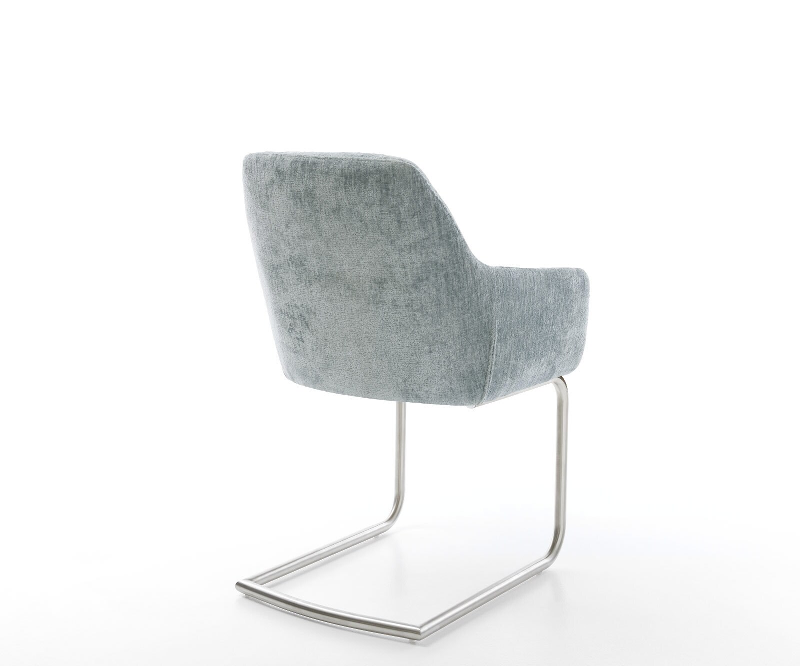 Cantilever Pejo-Flex chenille bleu pastel pied cantilever rond acier inoxydable brossé ressorts ensachés 4