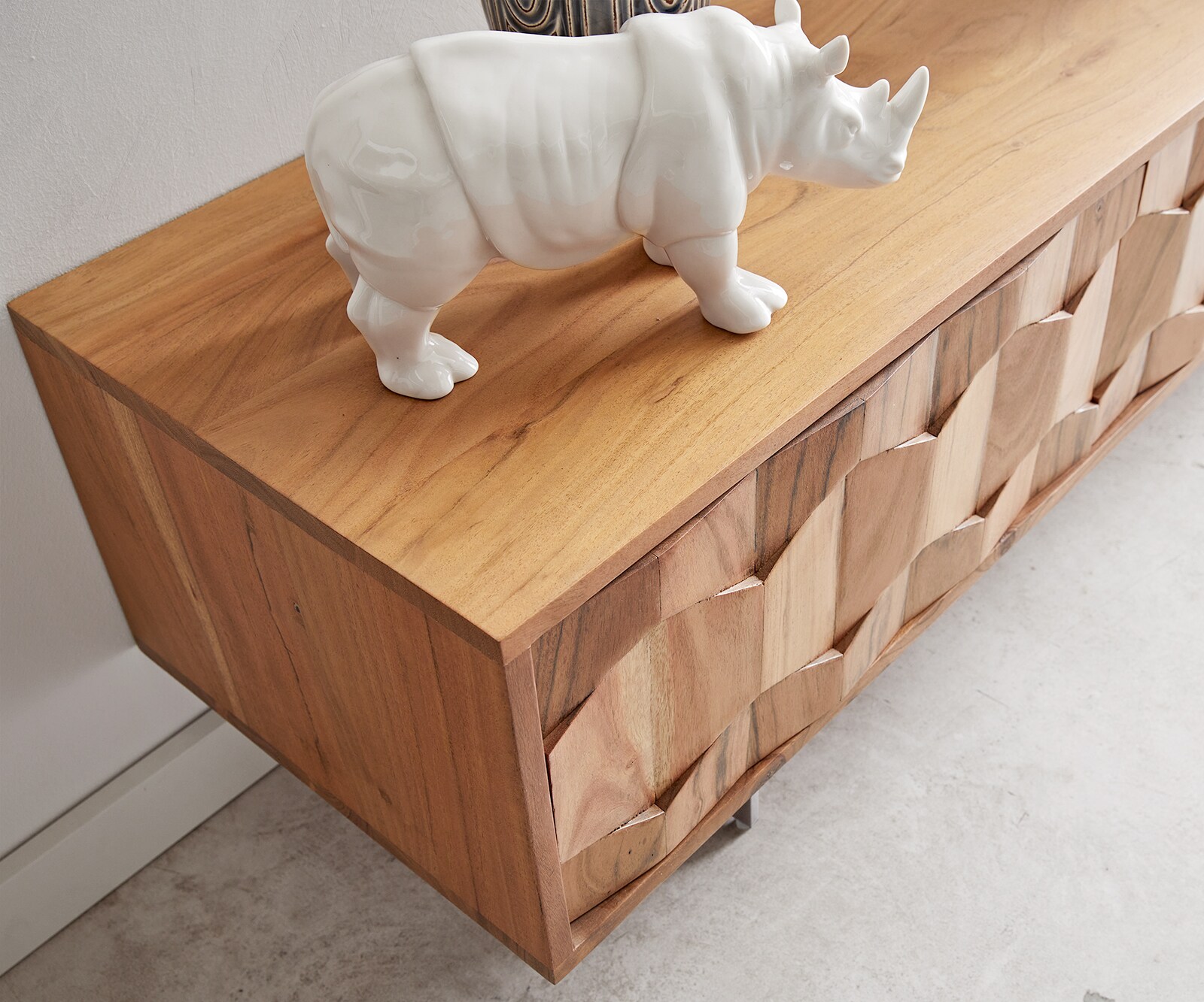 Buffet bas Fevo 200 cm acacia nature 4 portes Pied-L 4