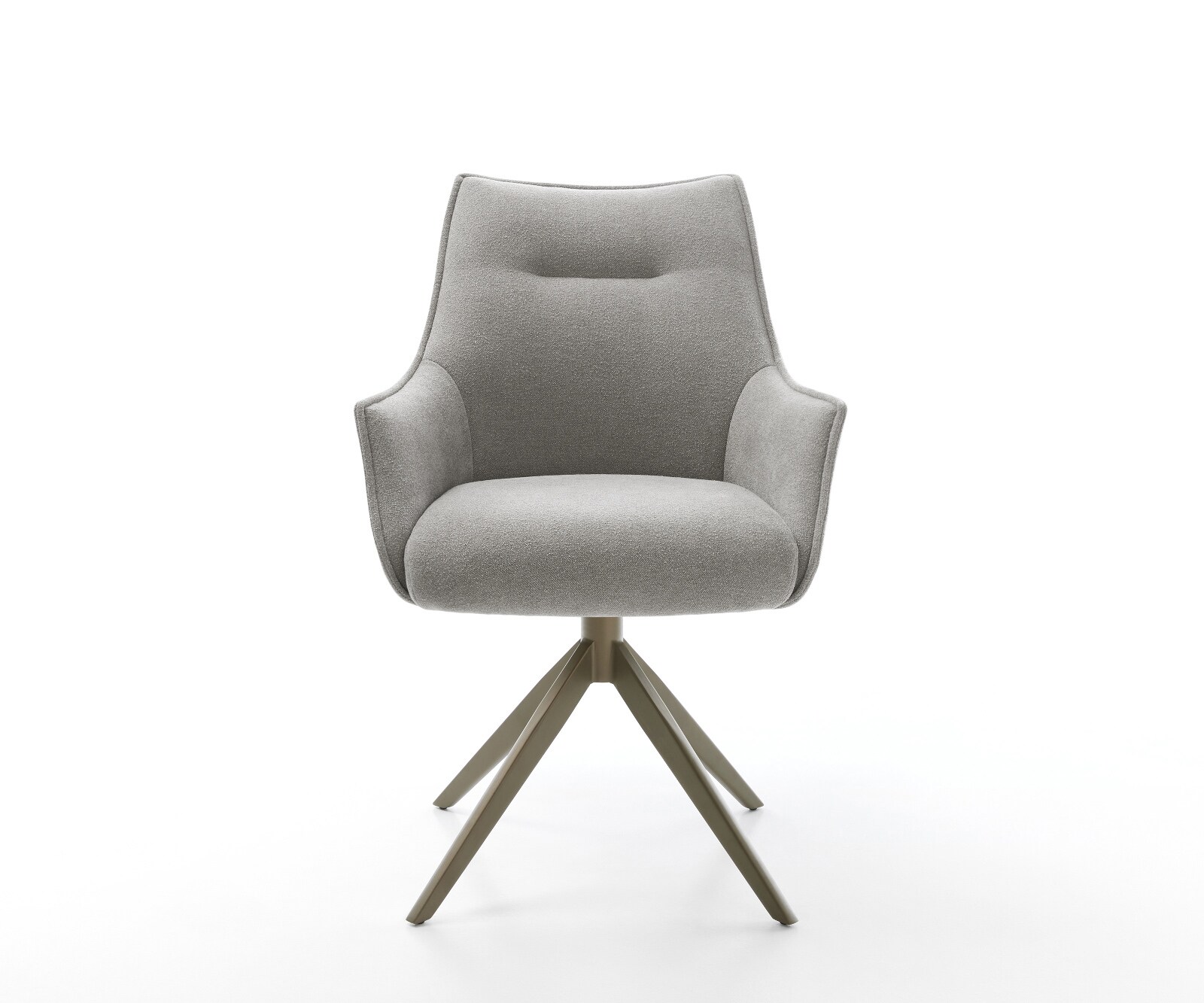 Chaise-pivotante Alja-Flex avec accoudoirs tissu structuré doux gris pied croisé large aspect titane pivotement sur 360° fonction bascule resorts ensachés 1