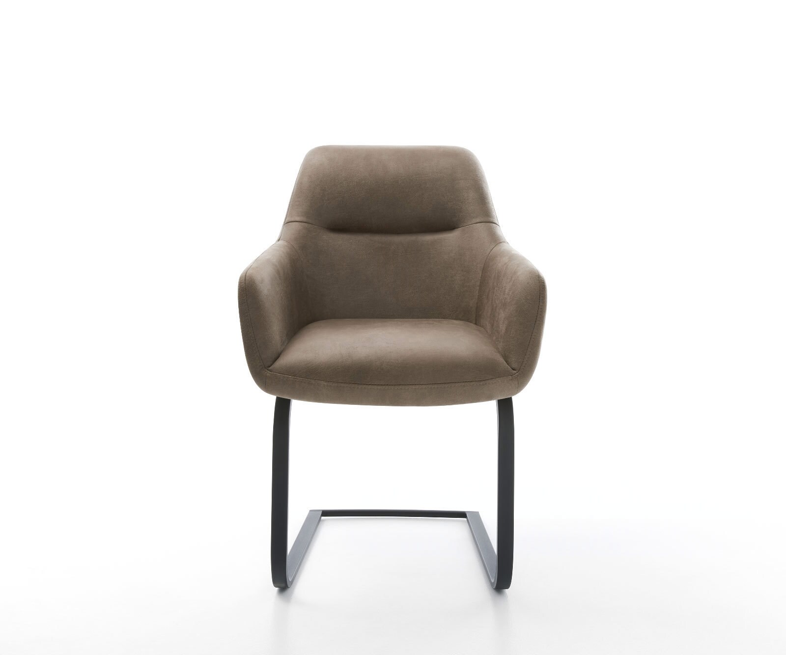 Cantilever Pejo-Flex microvelours taupe vintage pied cantilever plat noir ressorts ensachés 1