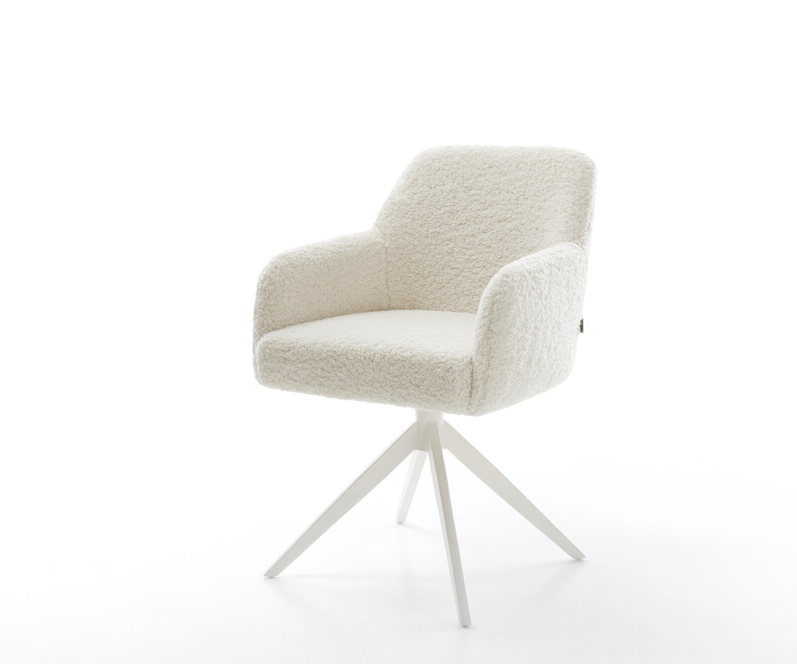 Chaise-pivotante Greg-Flex tissu teddy beige pied croisé large blanc pivotement sur 360° fonction bascule resorts ensachés
