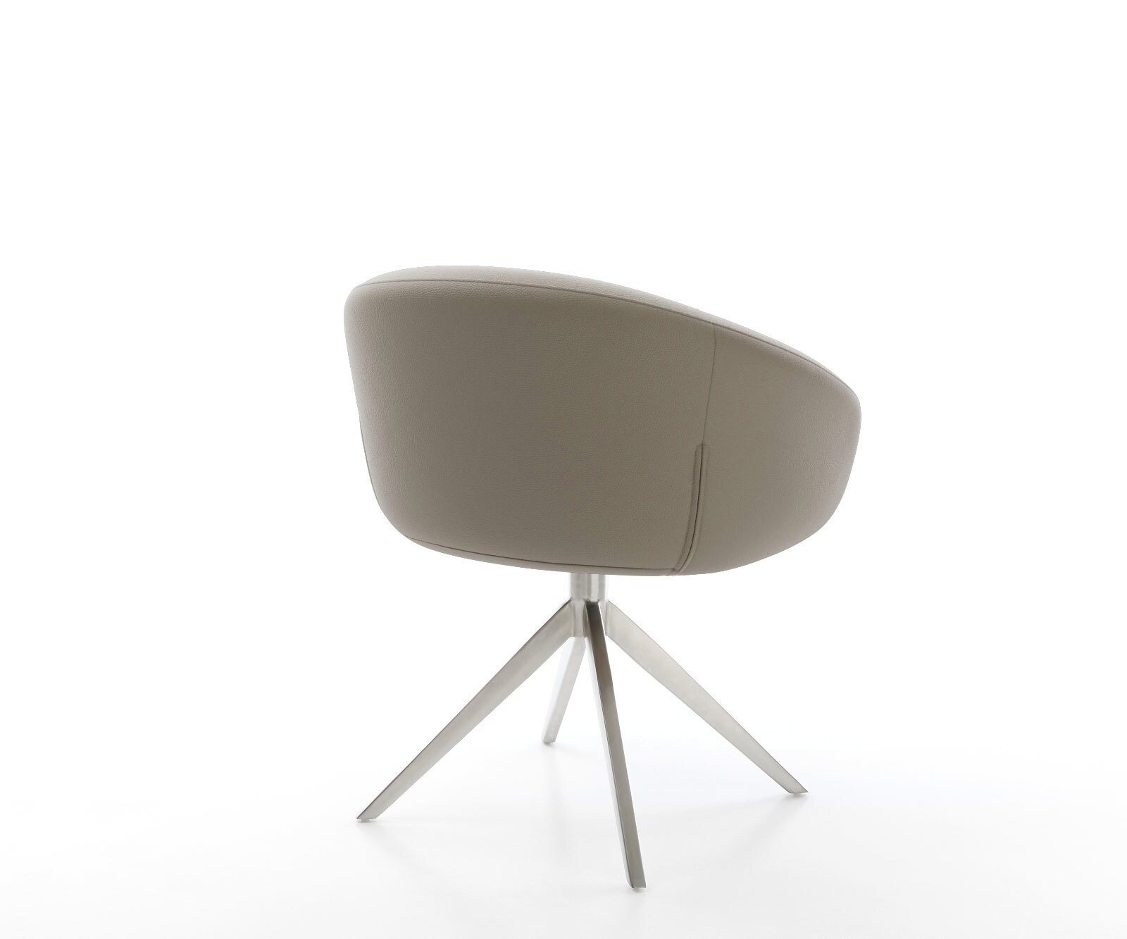 Chaise-pivotante Vinka-Flex cuir de vache couleur boue pied croisé large acier inoxydable brossé pivotement sur 360° fonction bascule ressorts ensachés 4