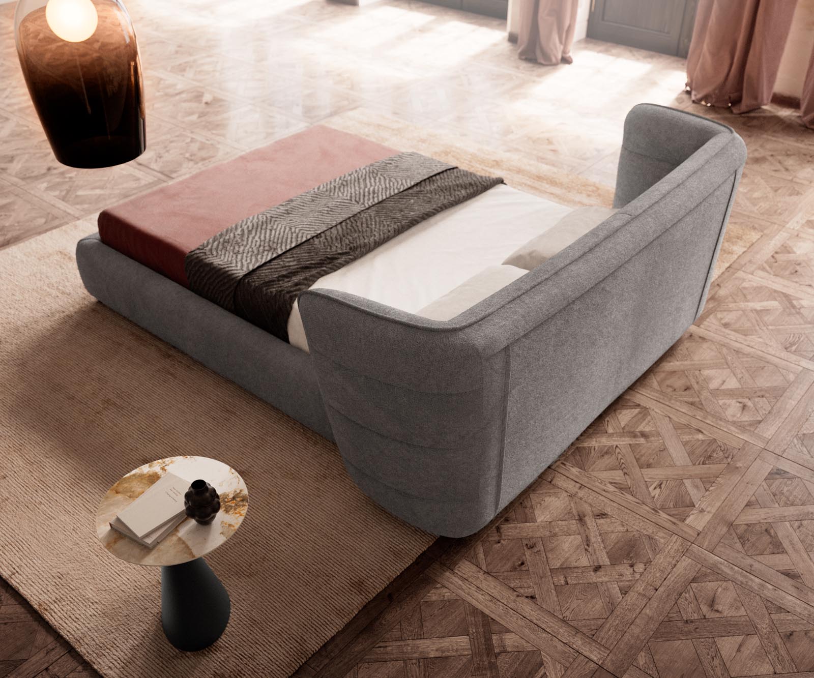 Sommier rembourré Simea 140x200 cm microfibre grise 5 Sommier rembourré Simea 140x200 cm microfibre grise 5