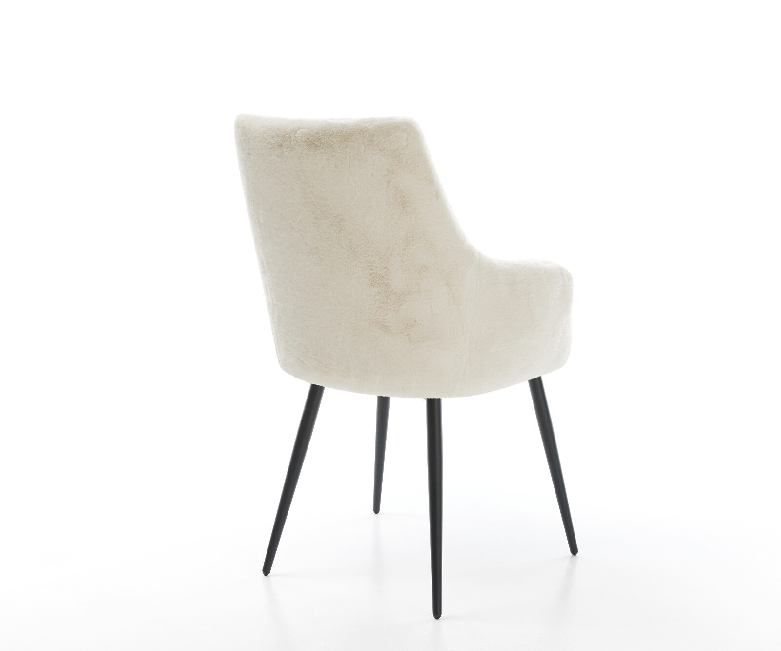 Chaise-de-salle-à-manger Alja-Flex avec accoudoirs peluche crème-blanc 4 pieds coniques noir resorts ensachés 4