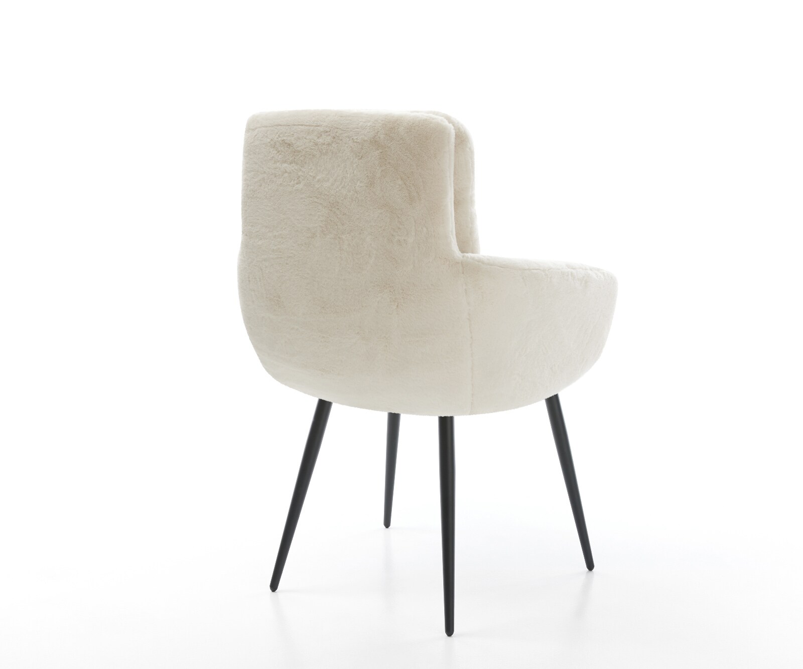 Chaise-de-salle-à-manger Abelia-Flex avec accoudoirs peluche crème-blanc 4 pieds coniques noir 5