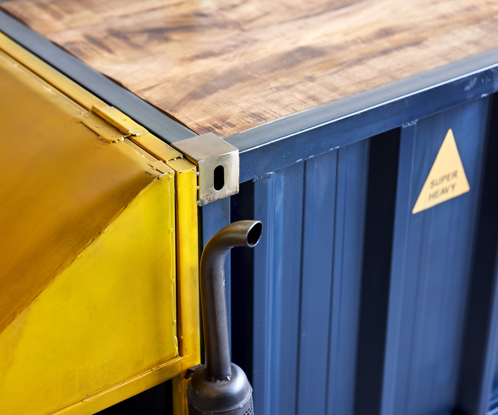 Bar camion 220x110 cm Métal Bois de mangue Bleu Jaune 2 Bar camion 220x110 cm Métal Bois de mangue Bleu Jaune 2