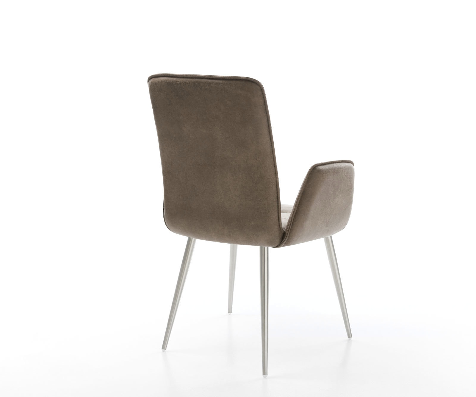 Chaise-de-salle-à-manger Vinja-Flex microvelours taupe vintage 4 pieds coniques acier inoxydable brossé 4 Chaise-de-salle-à-manger Vinja-Flex microvelours taupe vintage 4 pieds coniques acier inoxydable brossé 4