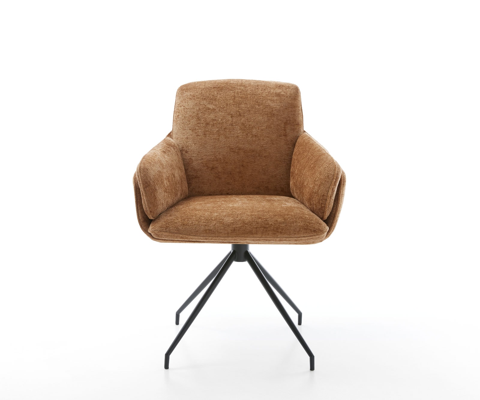 Chaise-pivotante Luan-Flex avec accoudoirs chenille rouille pied croisé conique noir pivotement sur 180° 4 Chaise-pivotante Luan-Flex avec accoudoirs chenille rouille pied croisé conique noir pivotement sur 180° 4