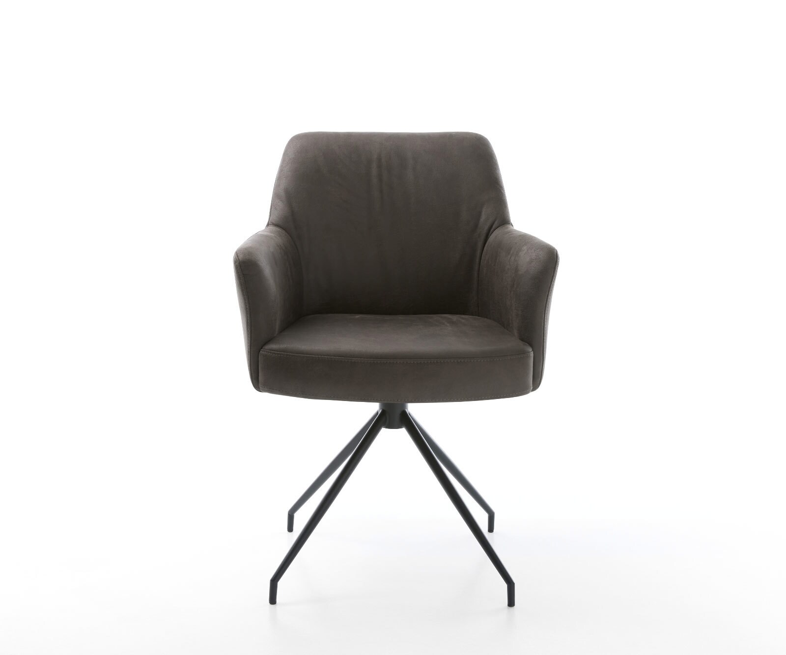 Chaise-pivotante Xana-Flex avec accoudoirs microvelours anthracite vintage pied croisé conique noir pivotement sur 180° ressorts ensachés 2