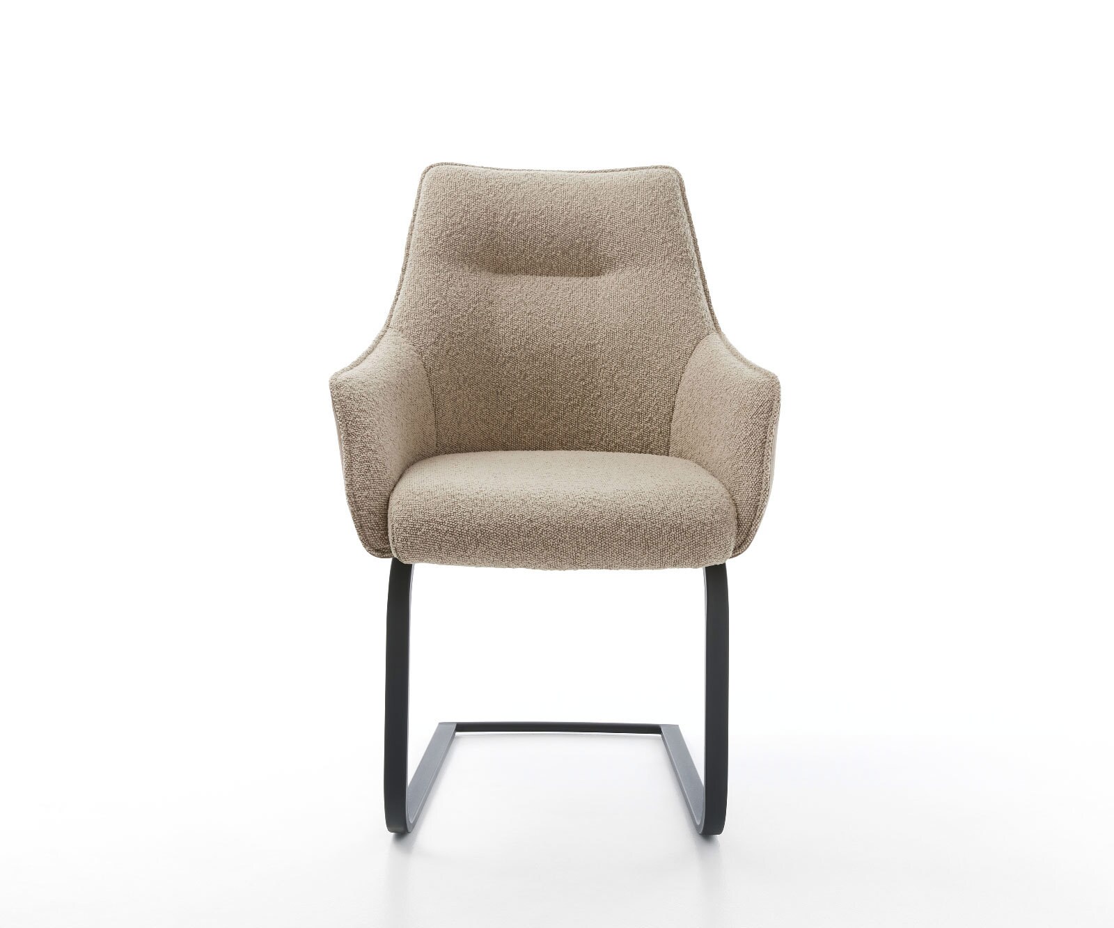 Cantilever Alja-Flex avec accoudoirs tissu mixte couleur boue pied cantilever plat noir ressorts ensachés 2