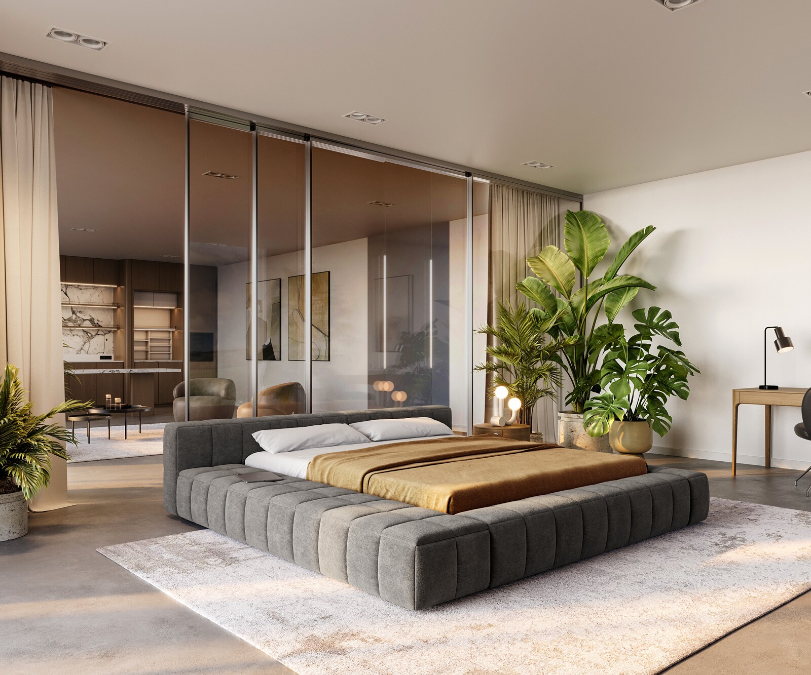 Sommier-rembourré Espazio 180x200 cm Bouclé Soft Boue