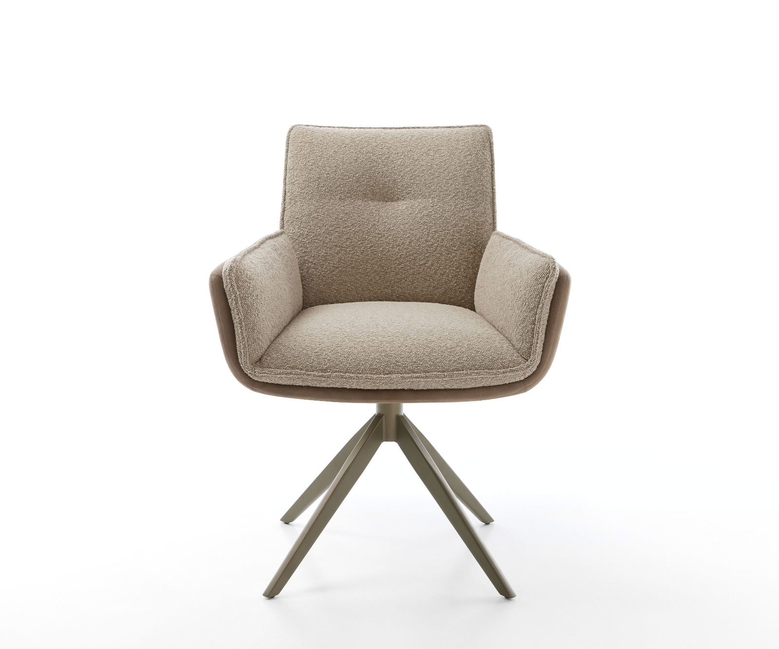 Chaise-pivotante Nela-Flex tissu mixte couleur boue pied croisé large aspect titane pivotement sur 360° 1 Chaise-pivotante Nela-Flex tissu mixte couleur boue pied croisé large aspect titane pivotement sur 360° 1