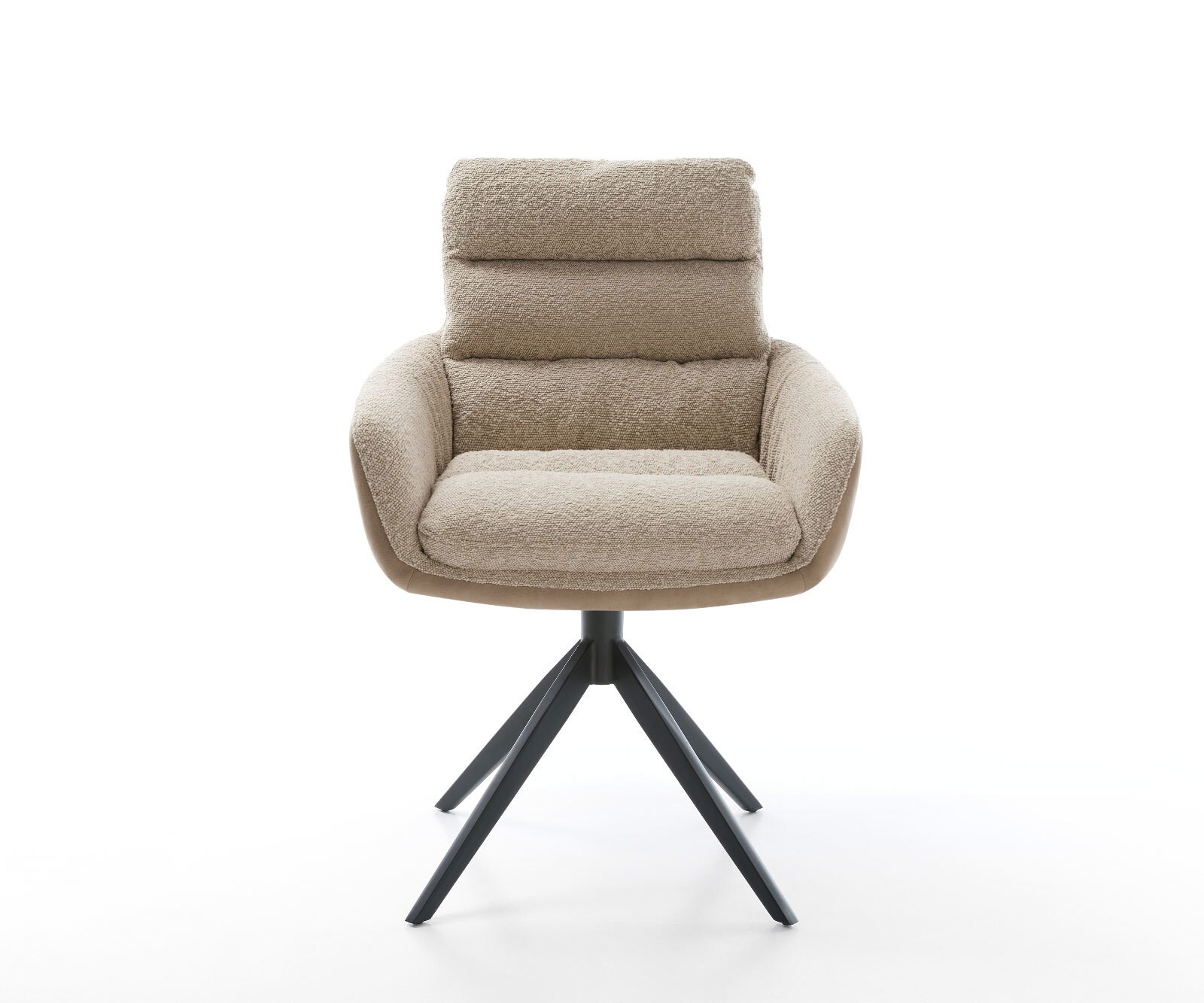 Chaise-pivotante Abelia-Flex avec accoudoirs tissu mixte couleur boue pied croisé large noir pivotement sur 360° 1 Chaise-pivotante Abelia-Flex avec accoudoirs tissu mixte couleur boue pied croisé large noir pivotement sur 360° 1