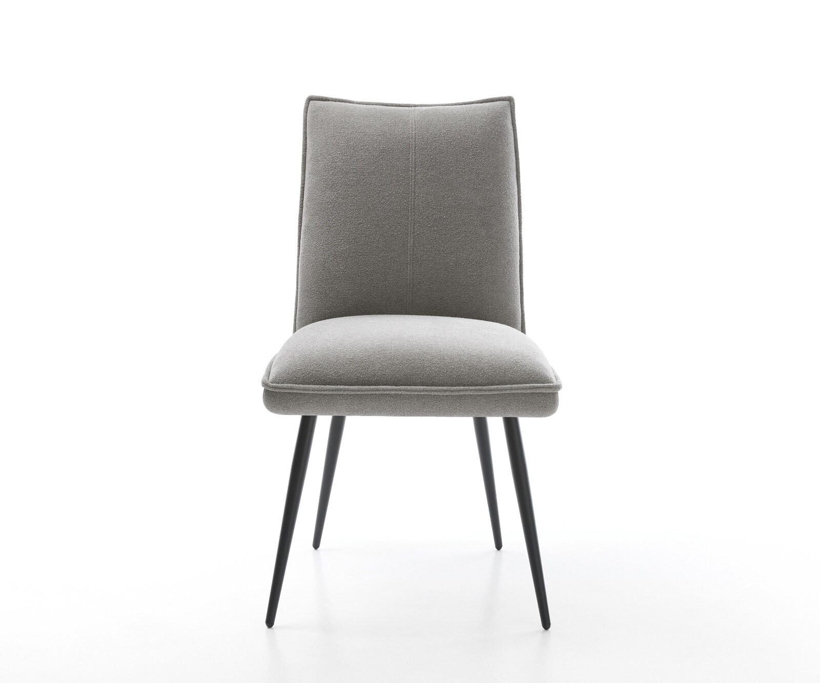 Chaise-de-salle-à-manger Lelio-Flex tissu structuré doux gris 4 pieds coniques noir resorts ensachés 1