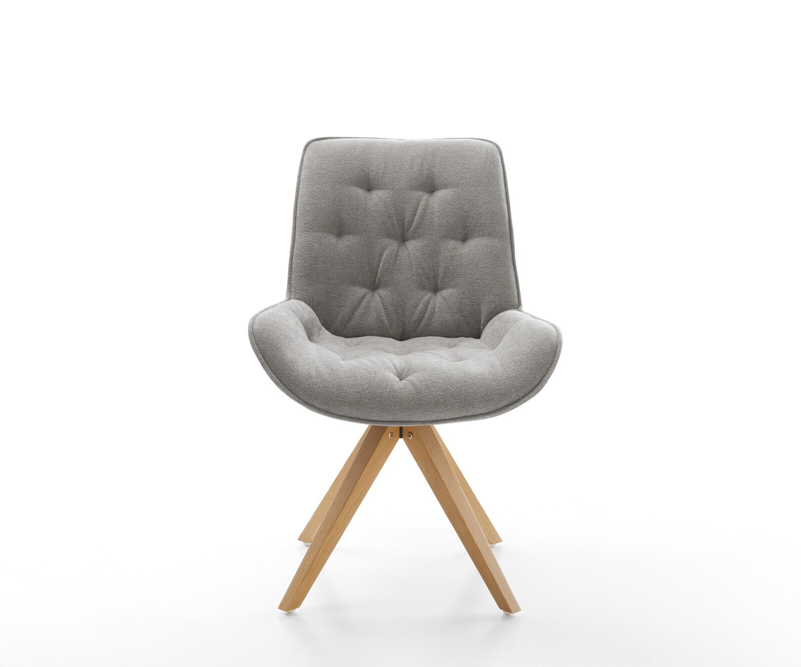 Chaise-pivotante Taimi-Flex tissu structuré doux gris pied en bois angulaire naturel pivotement sur 180° 1