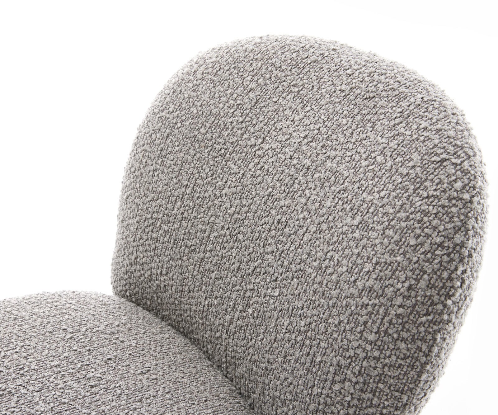 Chaise-de-salle-à-manger Nube-Flex bouclé gris argenté pied trapèze acier inoxydable brossé ressorts ensachés 4
