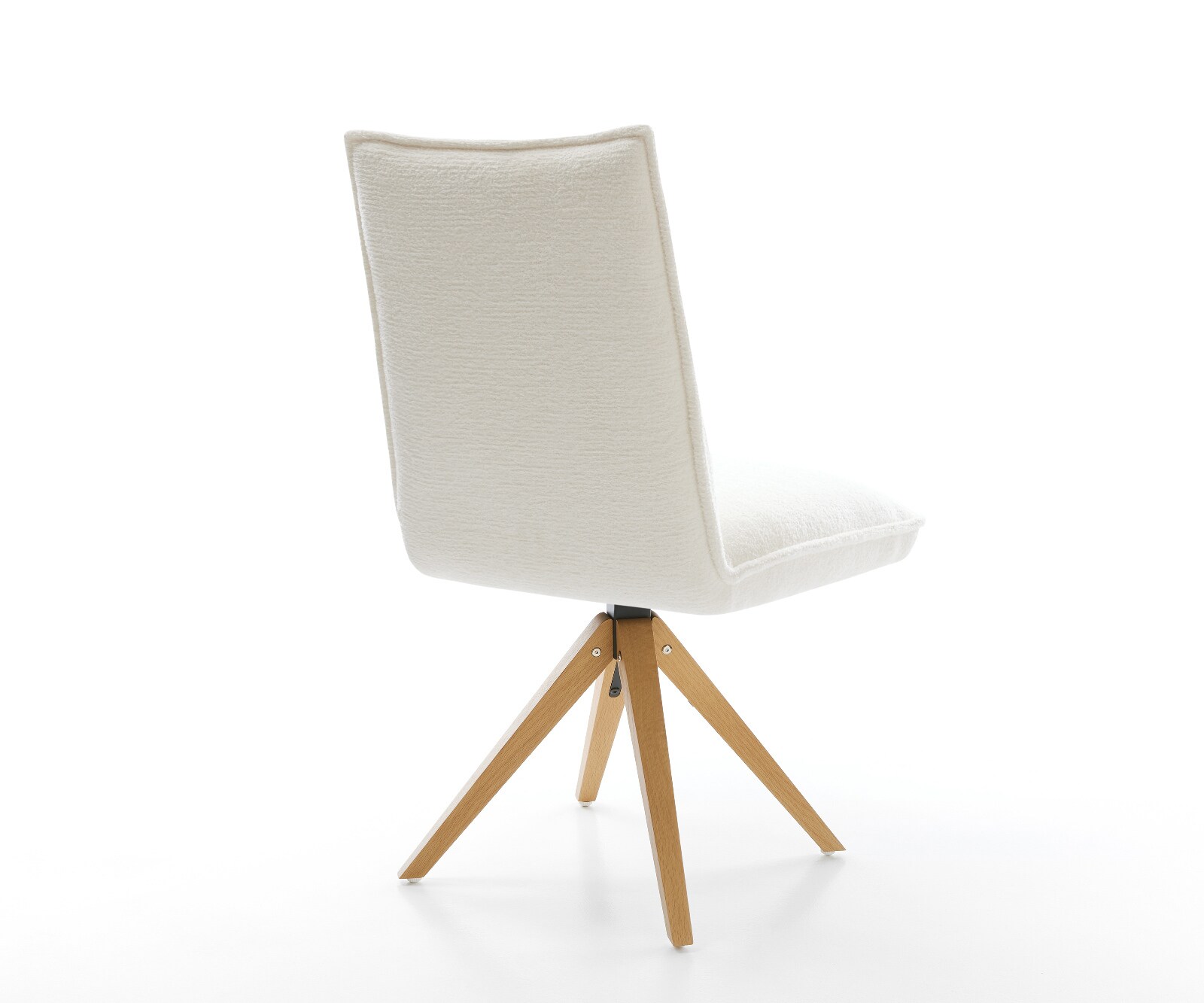 Chaise-pivotante Lelio-Flex bouclé doux beige pied en bois angulaire naturel pivotement sur 180° resorts ensachés 4