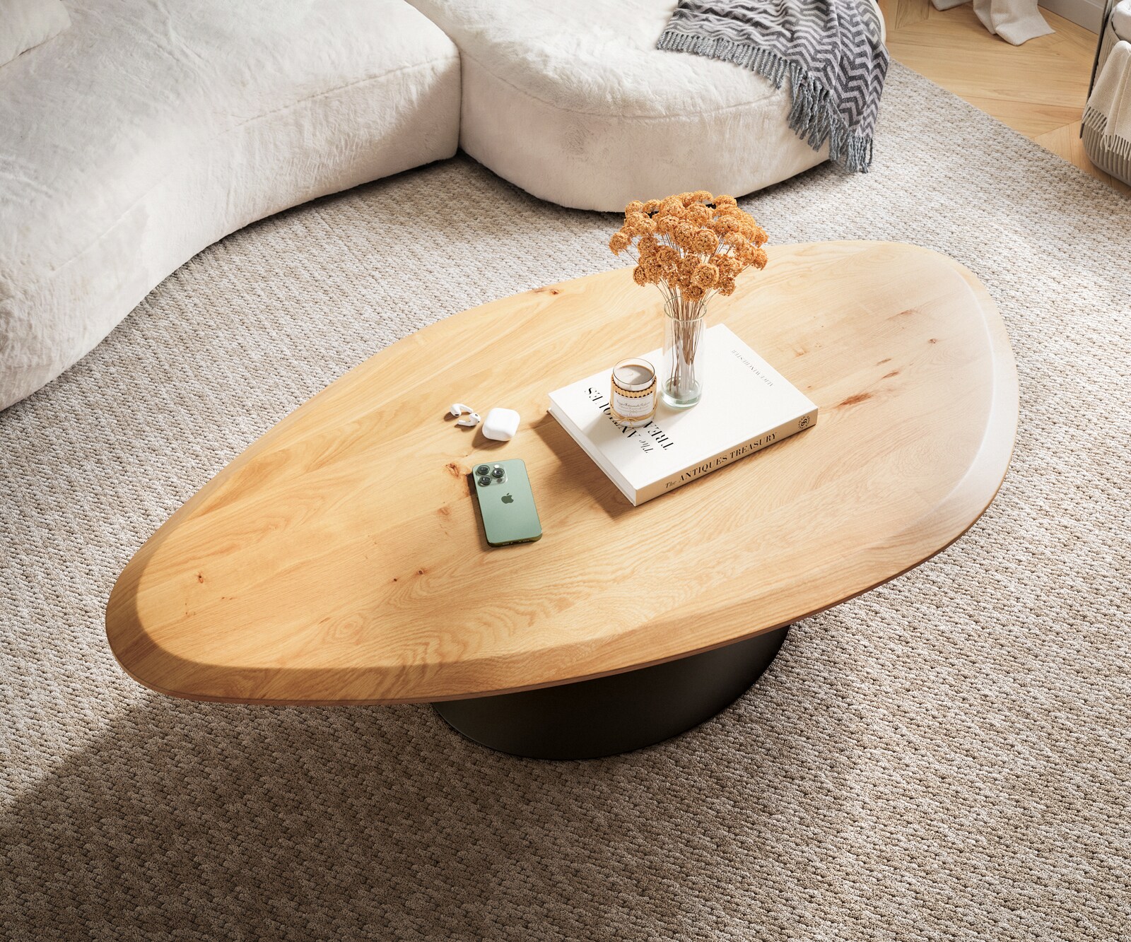 Table basse Edge Organique 140x76 cm Chêne naturel Flow-Edge Conis Métal Noir 4