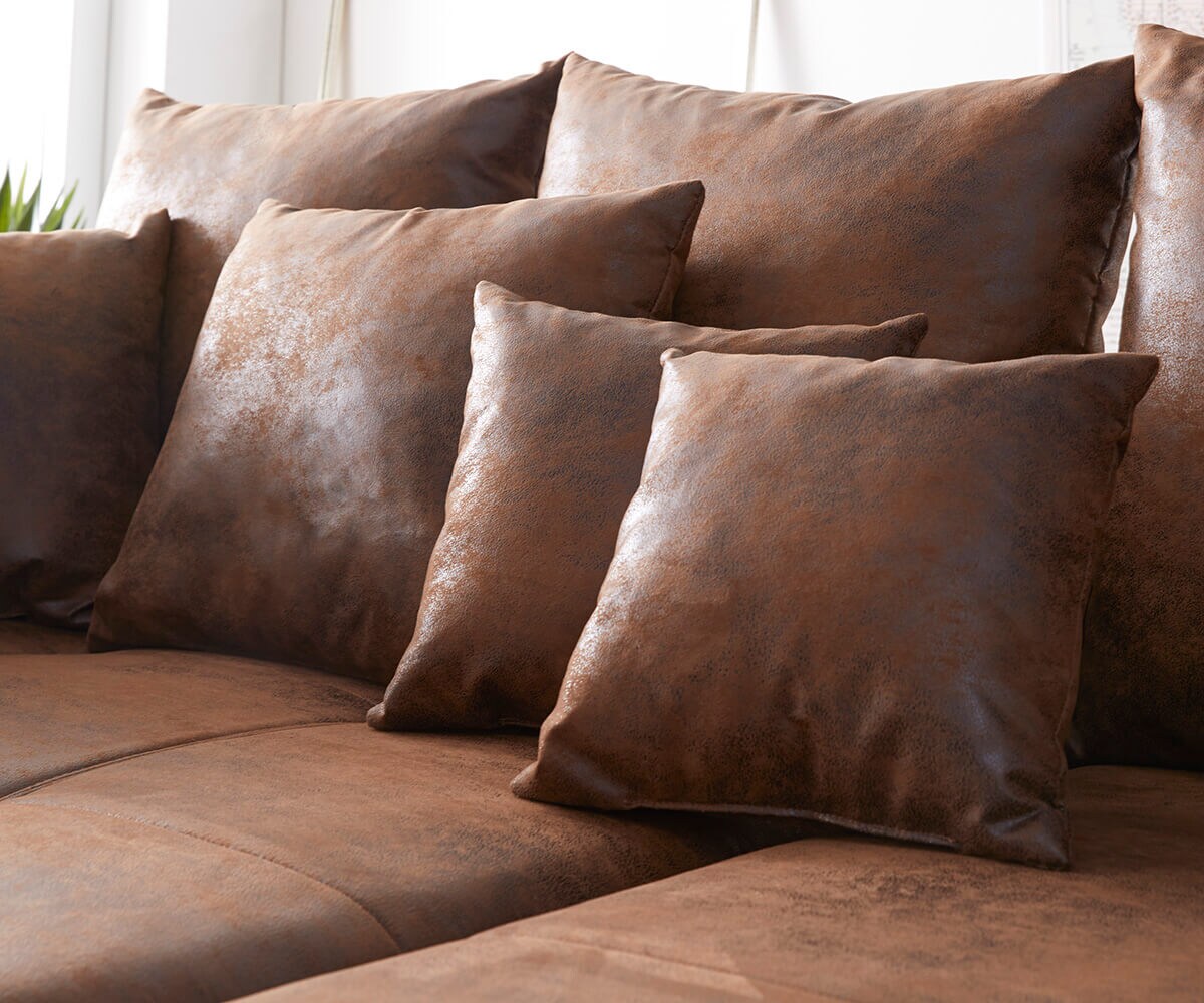 Canapé-d'angle Violetta 300 x 220 cm similicuir marron Recamière variable 5