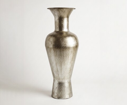 Vase Medora l27 x P27 x H71 cm Métal Platin Aurum Fait main