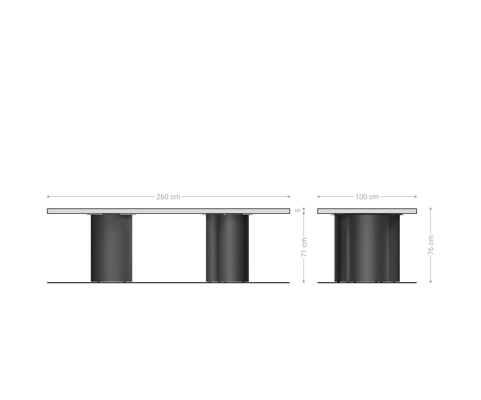 Table à manger Edge 260x100 XL Acacia Marron Troa Acier inoxydable Graphite Live-Edge 6