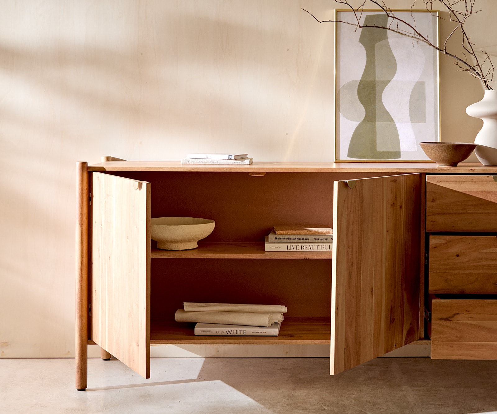 Buffet Caius 175 cm Acacia Aura 2 portes 3 tiroirs 4 Buffet Caius 175 cm Acacia Aura 2 portes 3 tiroirs 4