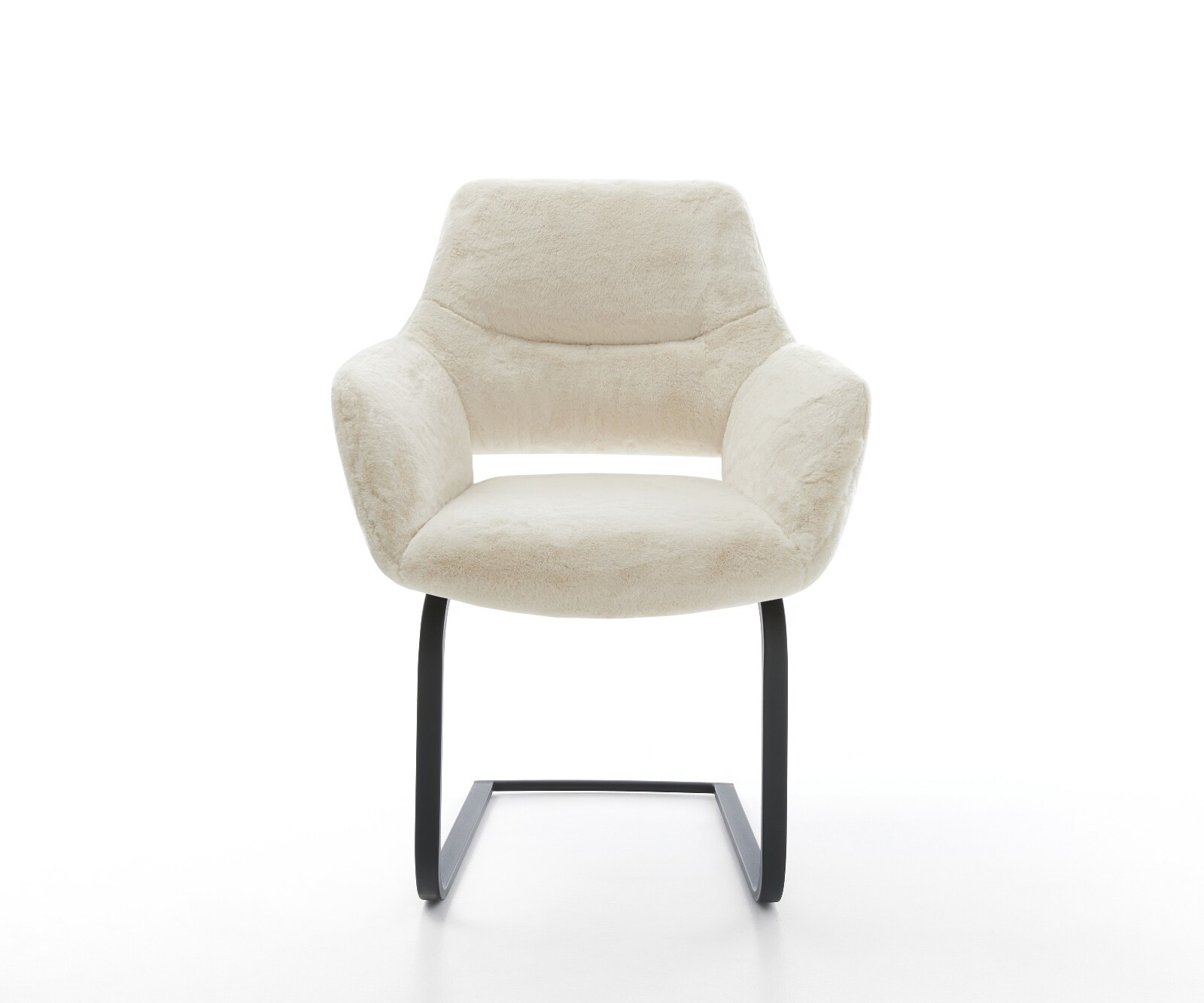 Cantilever Yago-Flex avec accoudoirs peluche crème-blanc pied cantilever plat noir resorts ensachés 2