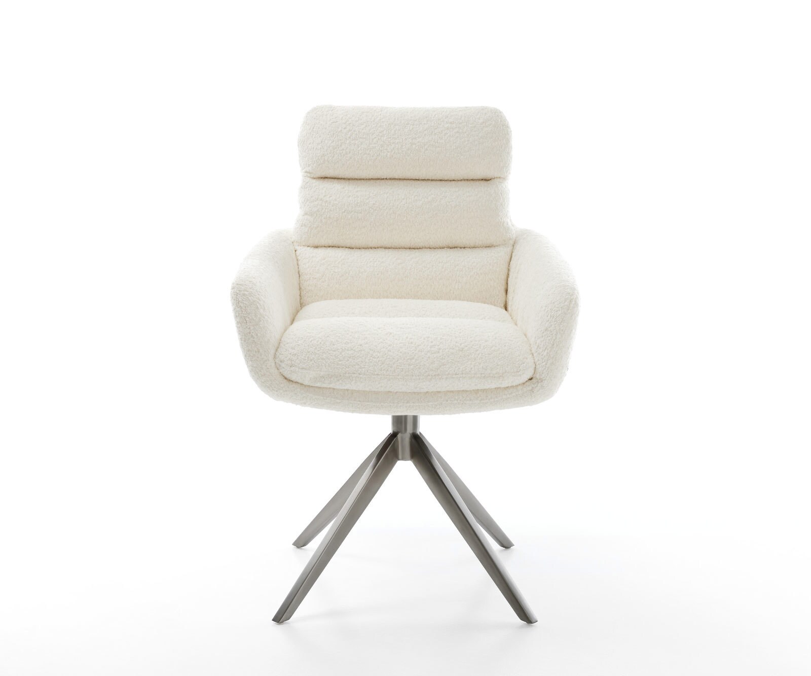 Chaise-pivotante Abelia-Flex mit Armlehnen bouclé blanc pied croisé large grafiete pivotement sur 360° fonction bascule 1