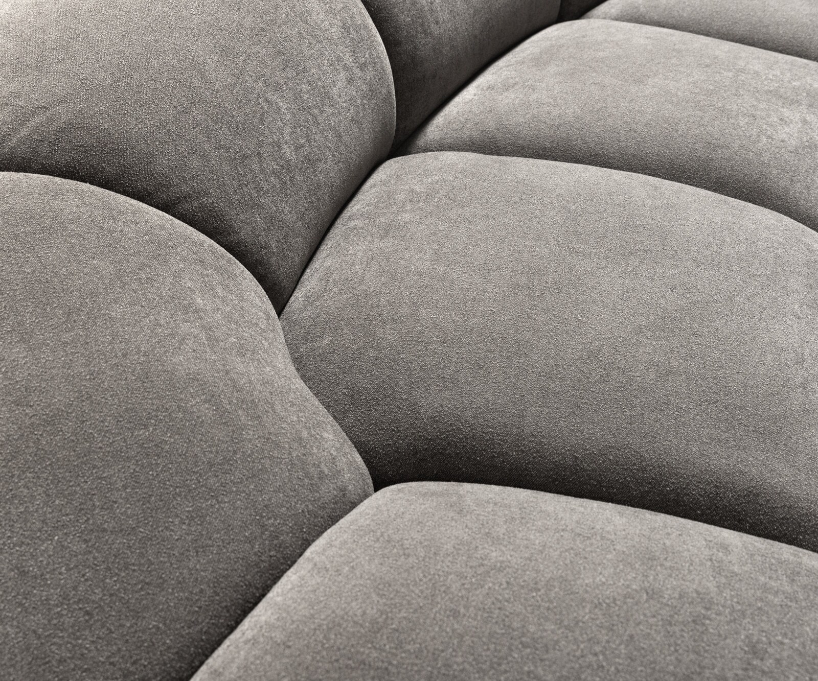 Big sofa Lunna 470x210 cm tissu bouclé taupe 3 coussins 4