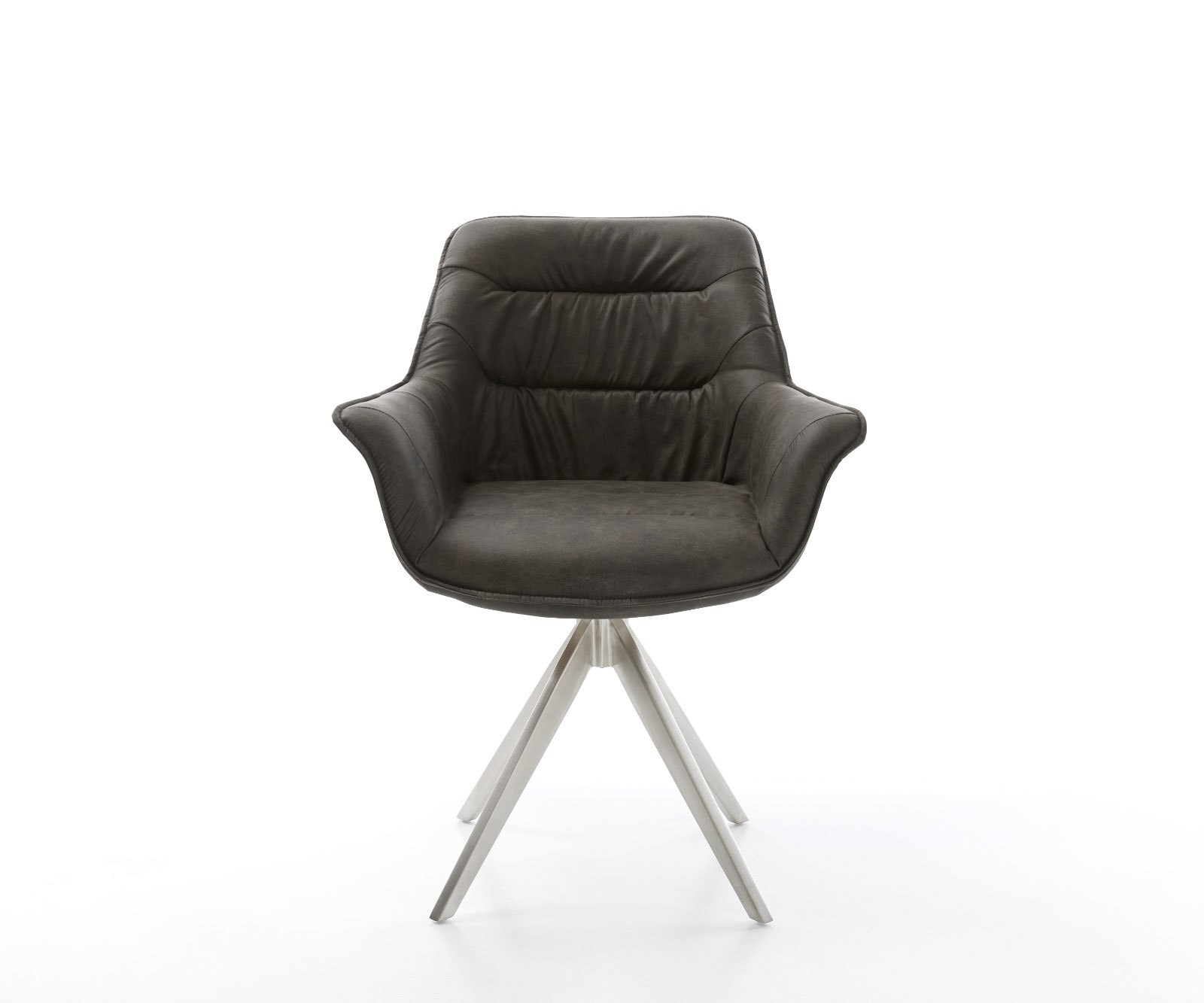 Chaise-de-salle-à-manger Kaira-Flex microvelours anthracite vintage pied croisé angulaire acier inoxydable brossé 1 Chaise-de-salle-à-manger Kaira-Flex microvelours anthracite vintage pied croisé angulaire acier inoxydable brossé 1