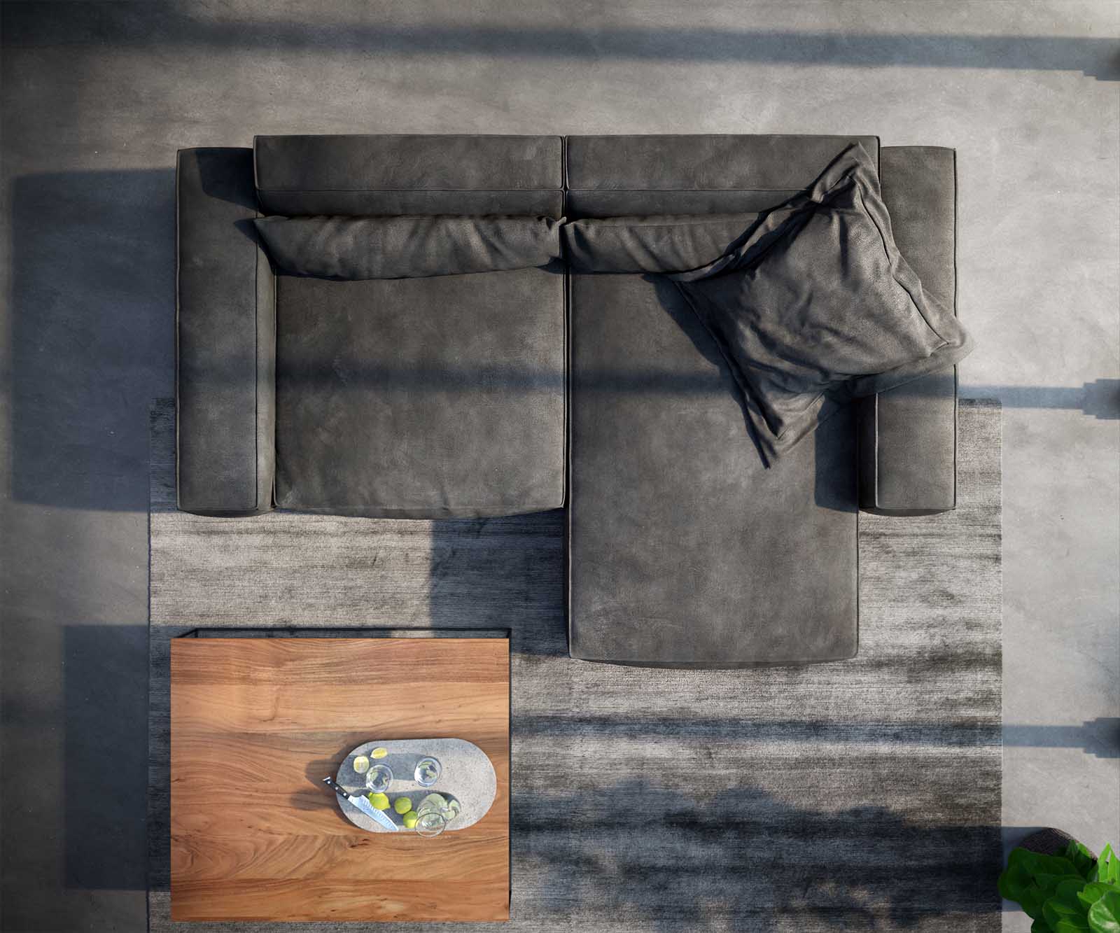 Canapé d'angle Sirpio XL 270x170 cm Cuir synthétique Vintage Anthracite Recamiere variable 3