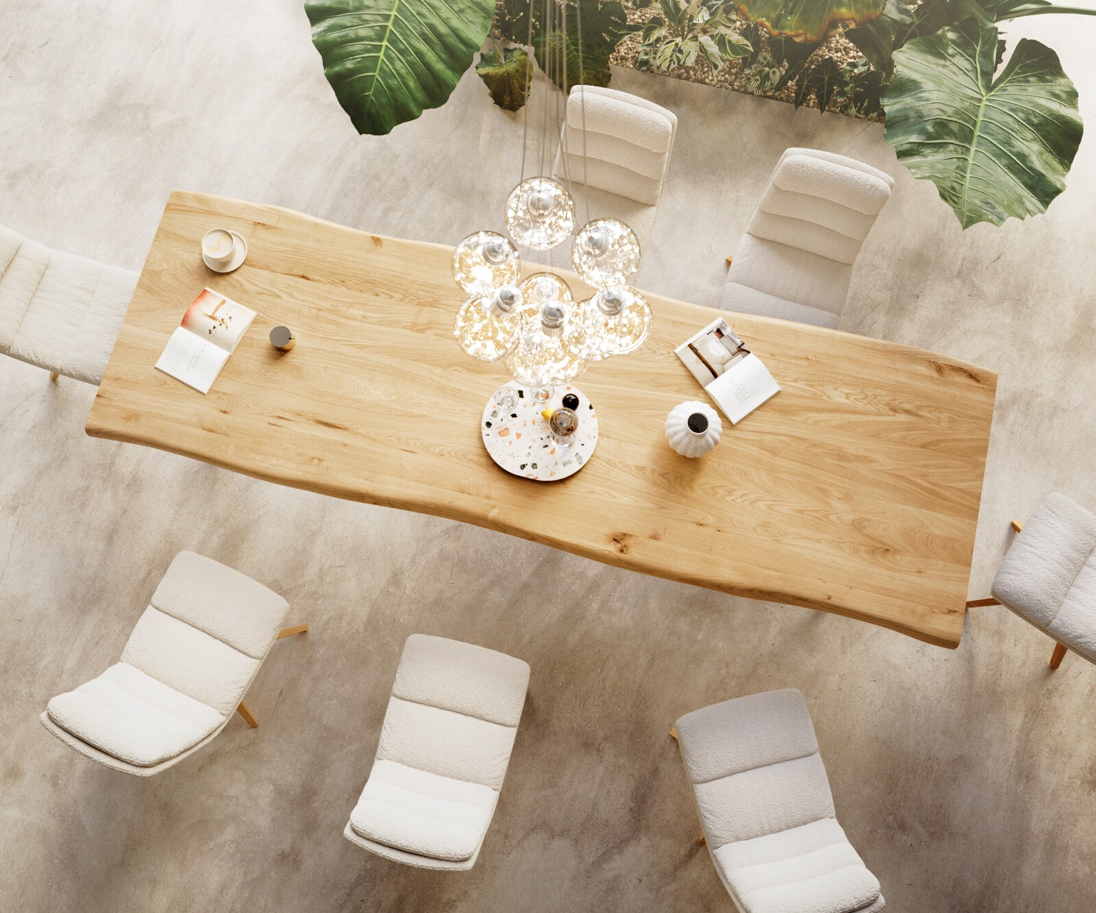 Table à manger Edge 300x100 chêne nature acier inoxydable large Live-Edge 7