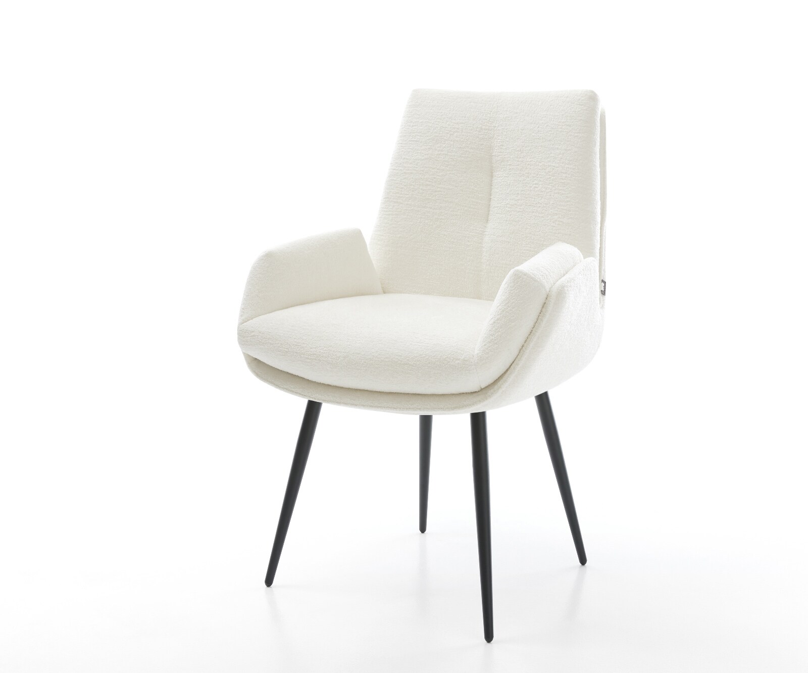 Chaise-de-salle-à-manger Clea-Flex bouclé doux beige 4 pieds coniques noir 1