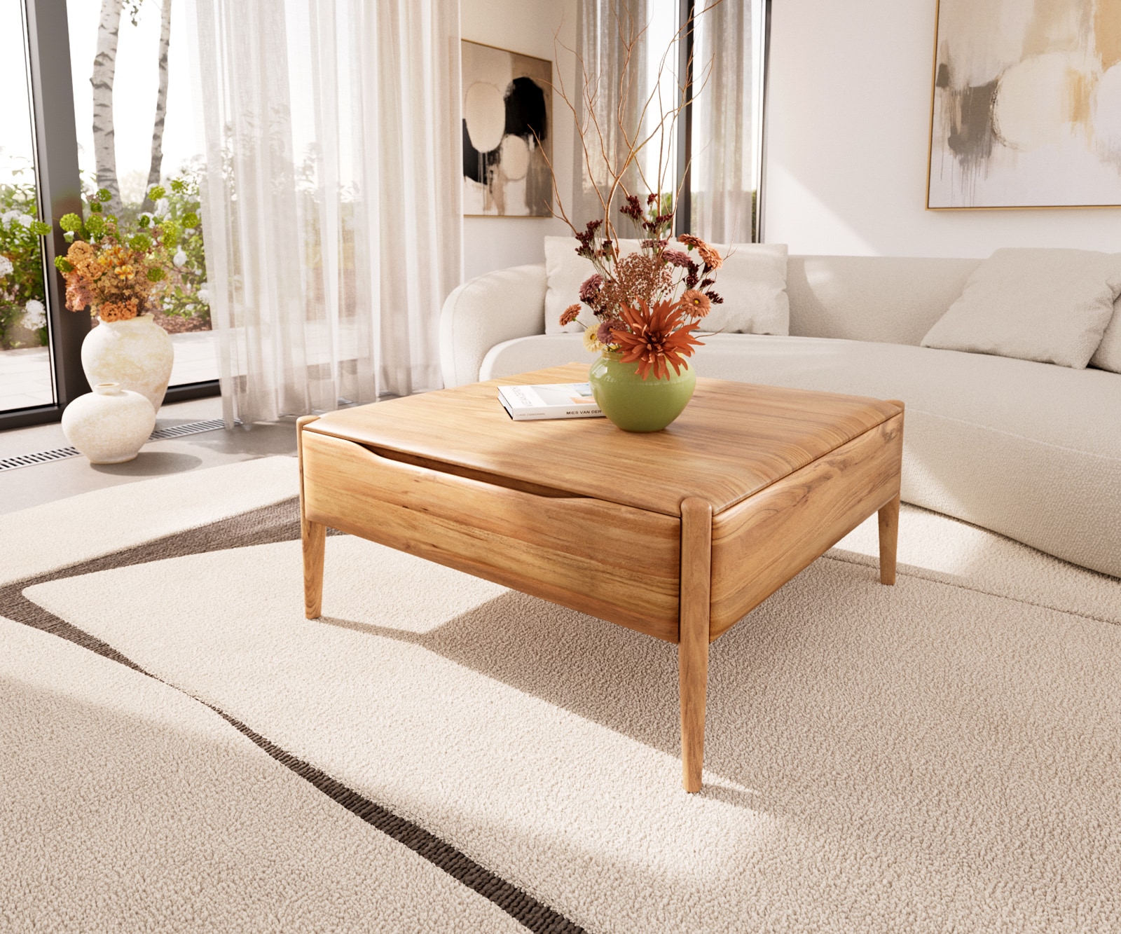 Table-basse Simcha 90x90 cm acacia naturel 1 volet Table-basse Simcha 90x90 cm acacia naturel 1 volet