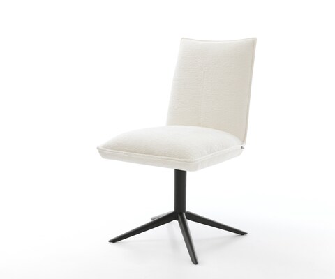 Chaise-pivotante Lelio-Flex bouclé doux beige pied de chaise 4 branches noir pivotement sur 360° fonction bascule resorts ensachés