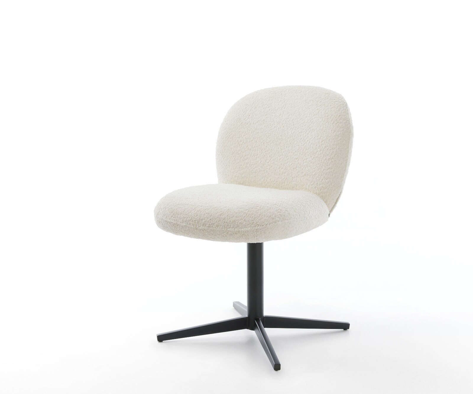 Chaise-pivotante Nube-Flex bouclé blanc pied de chaise 4 branches noir pivotement sur 360° ressorts ensachés 1