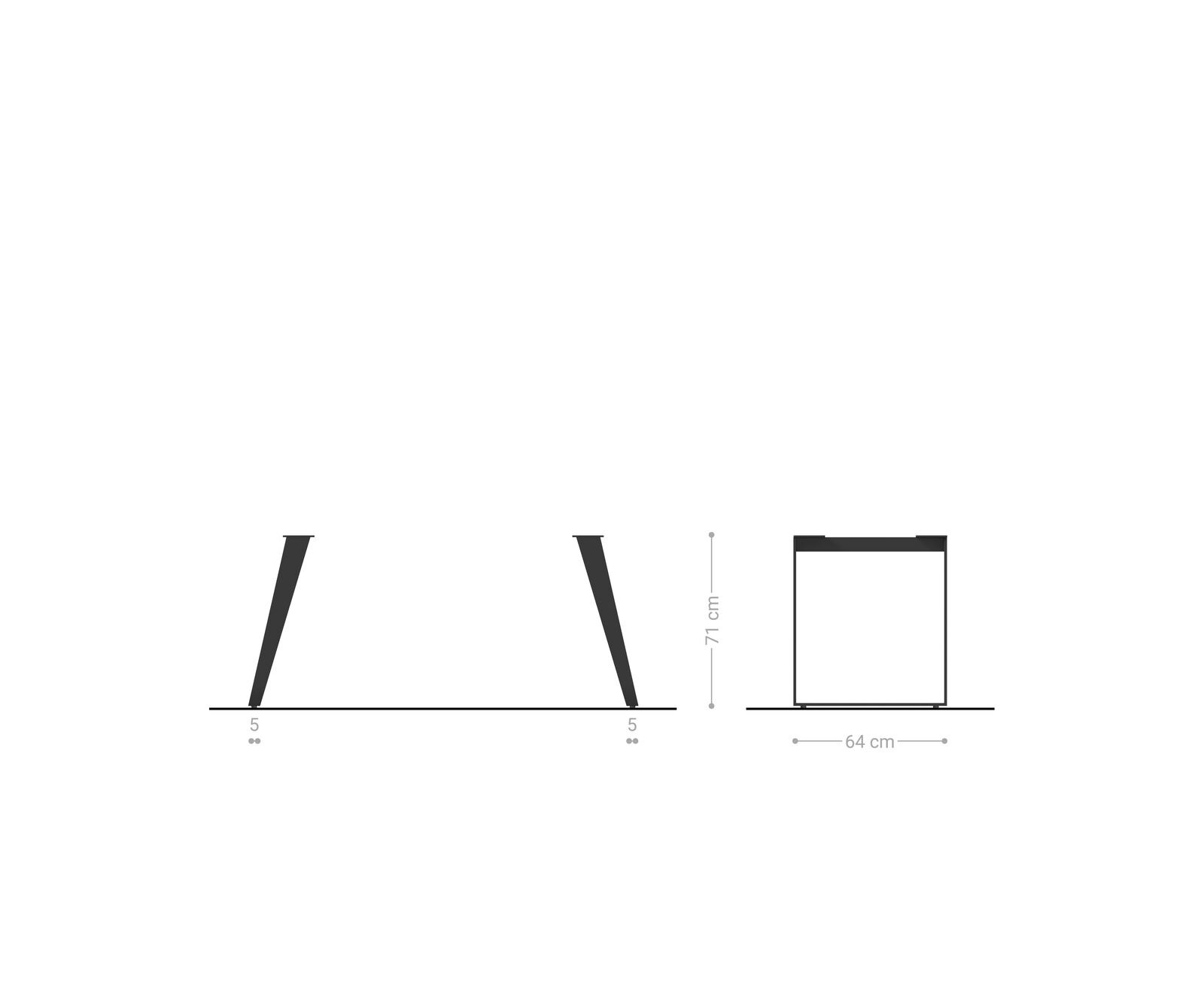 Cadre de table acier inoxydable incliné (set de 2) 2 Cadre de table acier inoxydable incliné (set de 2) 2