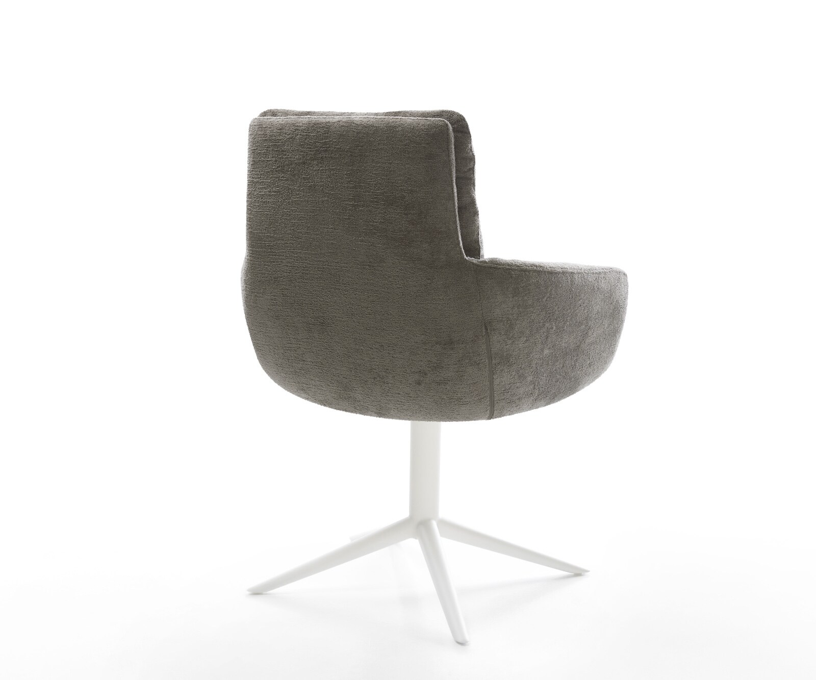 Chaise-pivotante Abelia-Flex avec accoudoirs bouclé doux couleur boue pied de chaise 4 branches blanc pivotement sur 360° fonction bascule 4