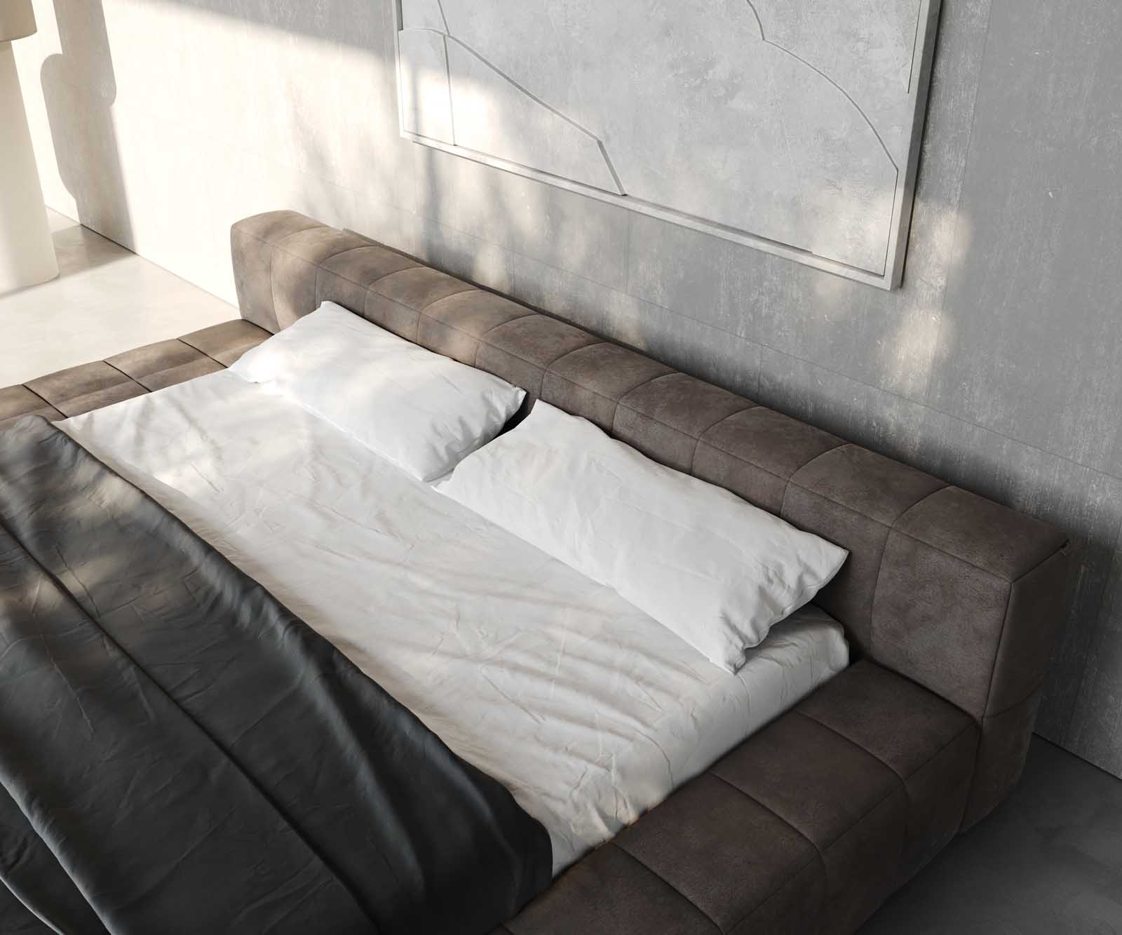 Sommier-rembourré Espazio 180x200 cm microfibre taupe vintage avec espace de rangement 5