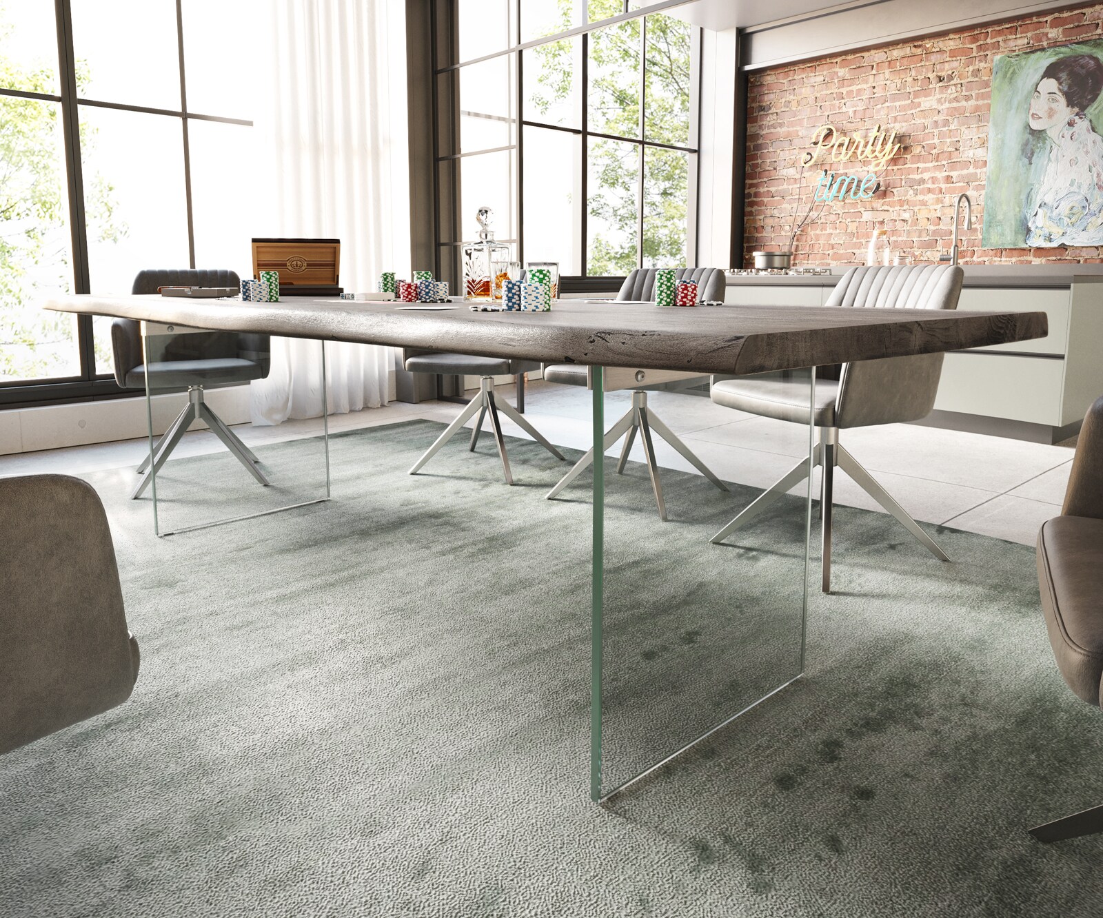 Table à manger Edge 260x100 acacia platine verre Live-Edge 4