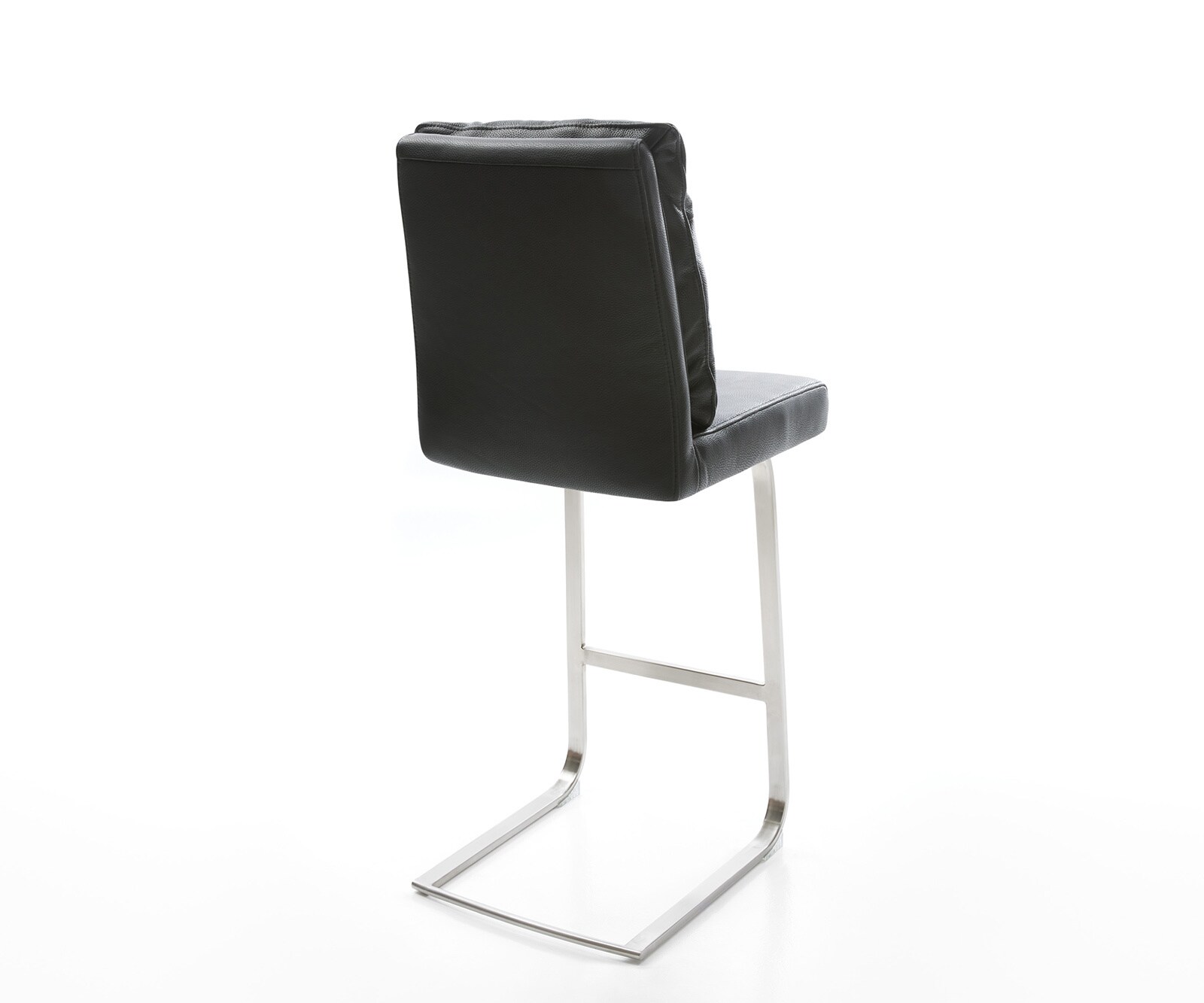 Chaise-de-bar Pela-Flex cuir véritable noir chaise cantilever acier plat inoxydable 4