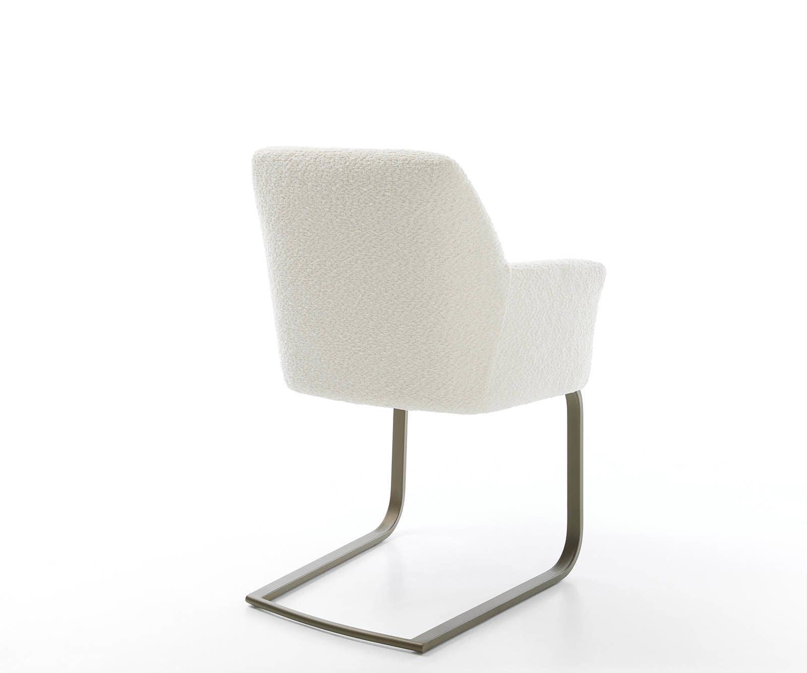 Cantilever Xana-Flex avec accoudoirs bouclé blanc pied cantilever plat aspect titane ressorts ensachés 4 Cantilever Xana-Flex avec accoudoirs bouclé blanc pied cantilever plat aspect titane ressorts ensachés 4