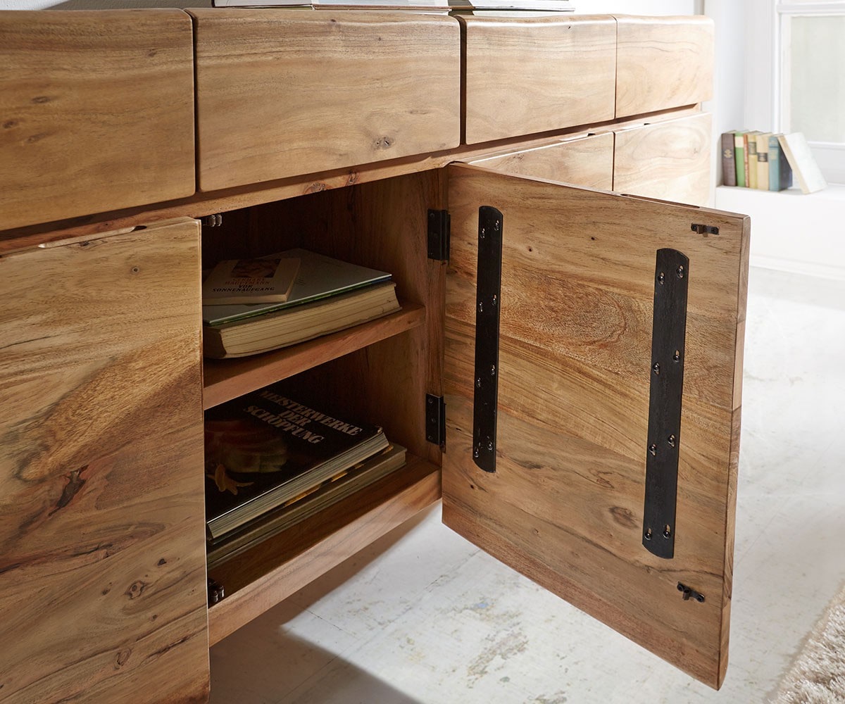 Buffet Live-Edge 172 cm acacia nature 4 portes 4 tiroirs buffet 6 Buffet Live-Edge 172 cm acacia nature 4 portes 4 tiroirs buffet 6