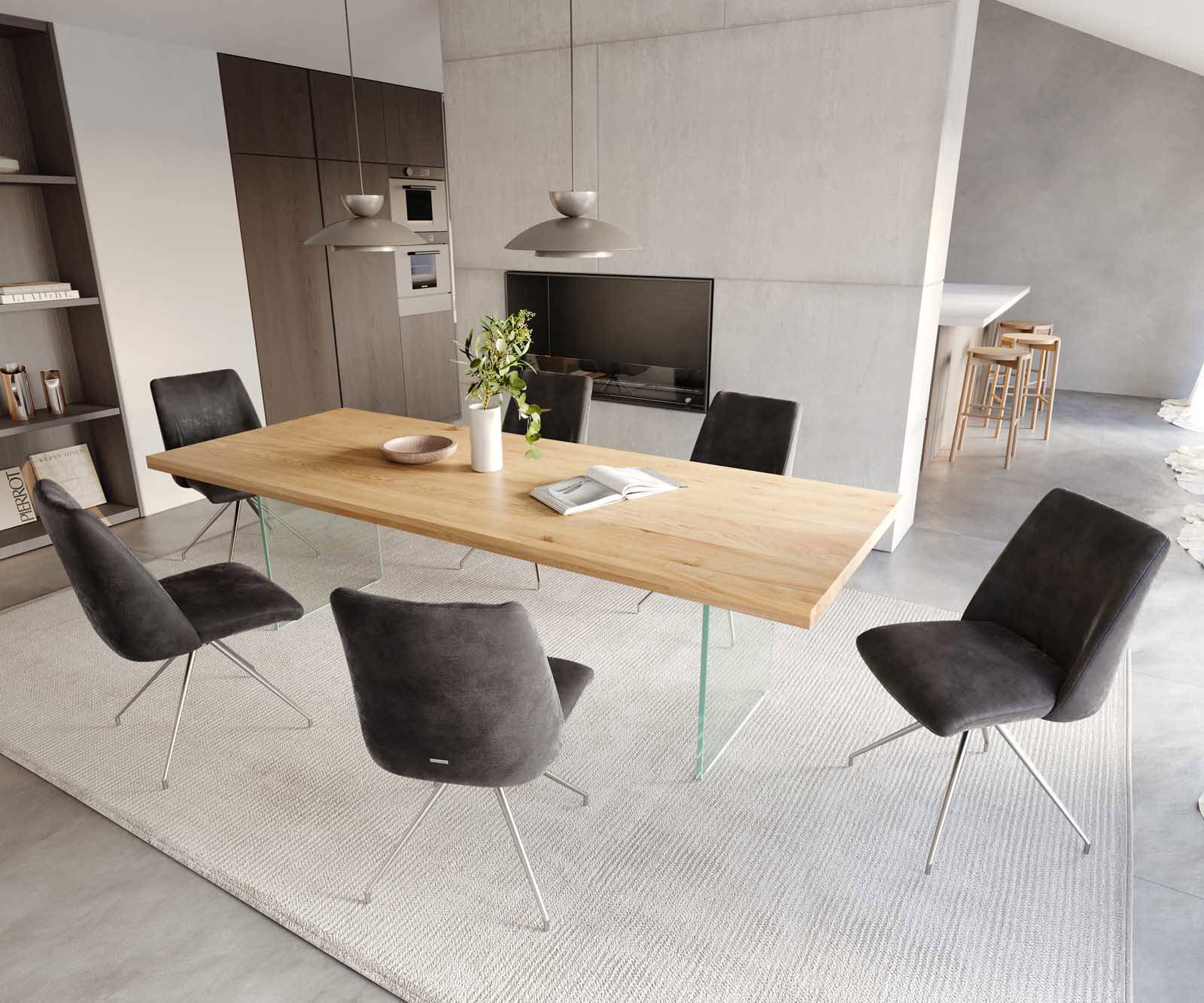 Chaise-pivotante Elso-Flex microvelours anthracite vintage pied croisé conique acier inoxydable brossé pivotement sur 180° ressorts ensachés 4 Chaise-pivotante Elso-Flex microvelours anthracite vintage pied croisé conique acier inoxydable brossé pivotement sur 180° ressorts ensachés 4