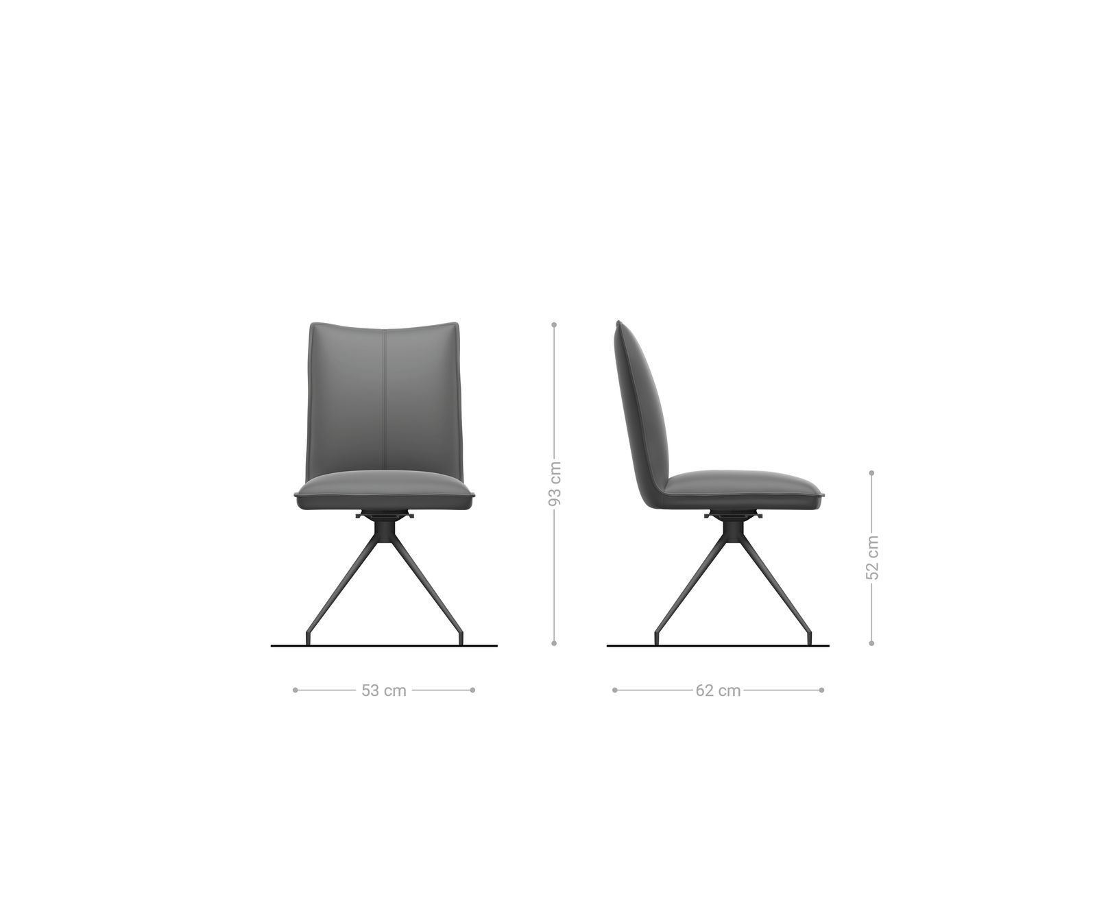 Chaise-de-salle-à-manger Lelio-Flex cuir de vache noir pied croisé conique noir ressorts ensachés 5