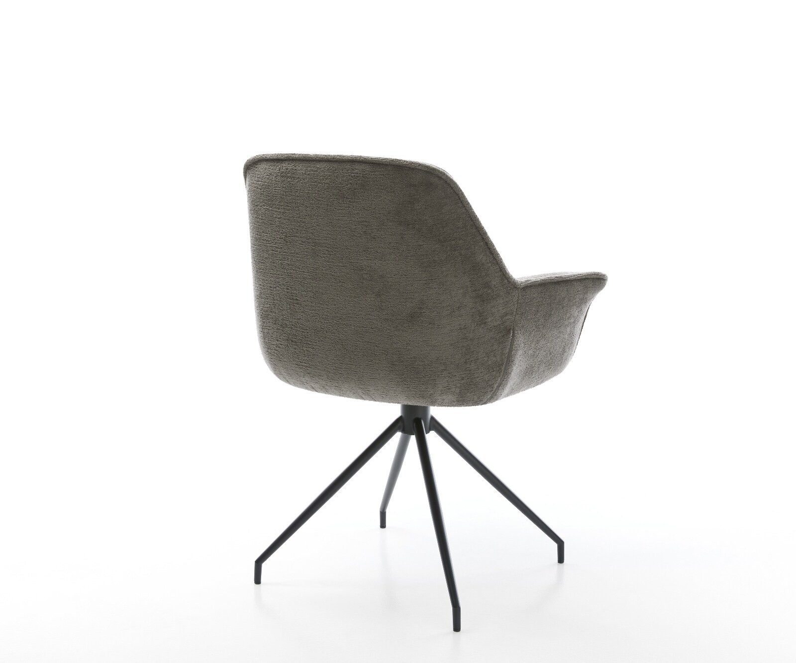 Chaise-de-salle-à-manger Keila-Flex avec accoudoirs bouclé doux couleur boue pied croisé conique noir 4