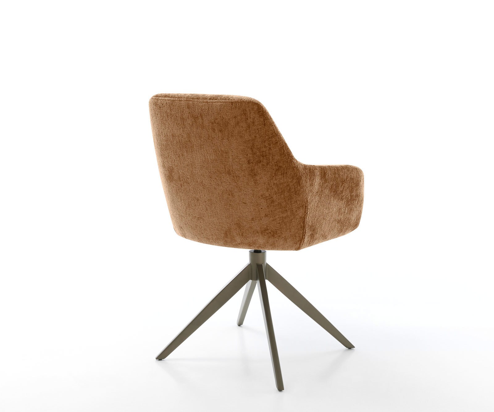 Chaise-pivotante Pejo-Flex chenille rouille pied croisé large aspect titane pivotement sur 360° fonction bascule ressorts ensachés 4