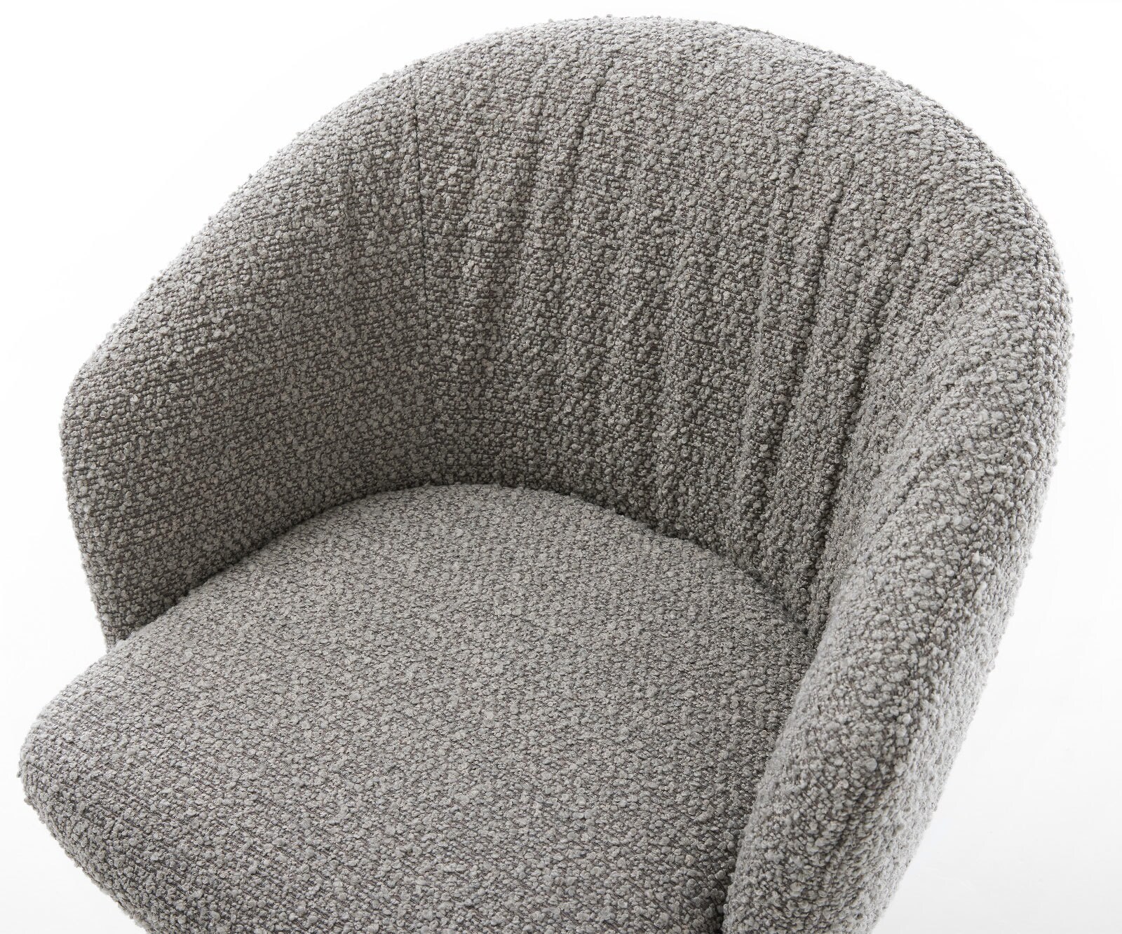 Chaise-pivotante Caja-Flex bouclé gris argenté pied croisé large acier inoxydable brossé pivotement sur 360° fonction bascule ressorts ensachés 4